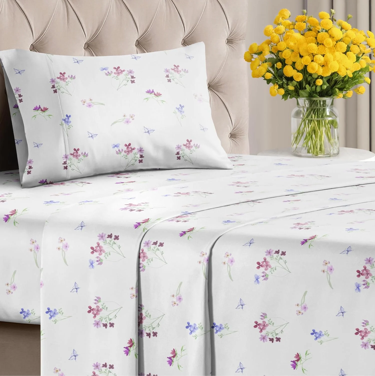4 Piece Floral Sheet Set - Image 100