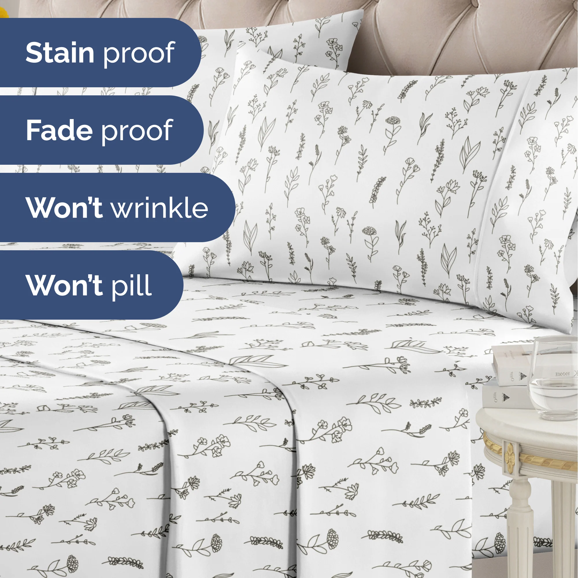 4 Piece Floral Sheet Set - Image 45