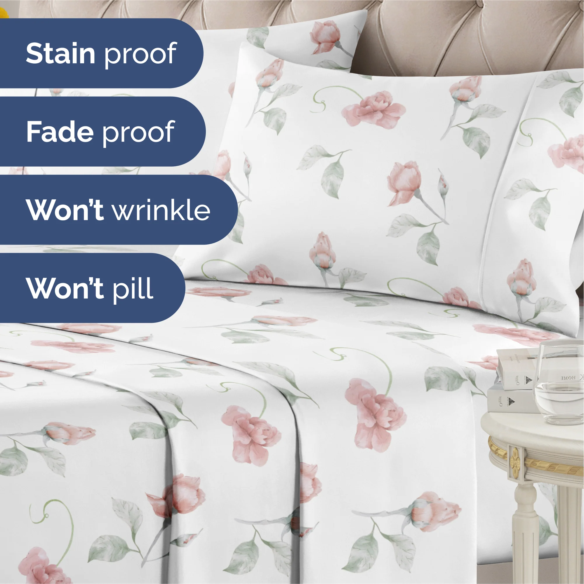 4 Piece Floral Sheet Set - Image 50