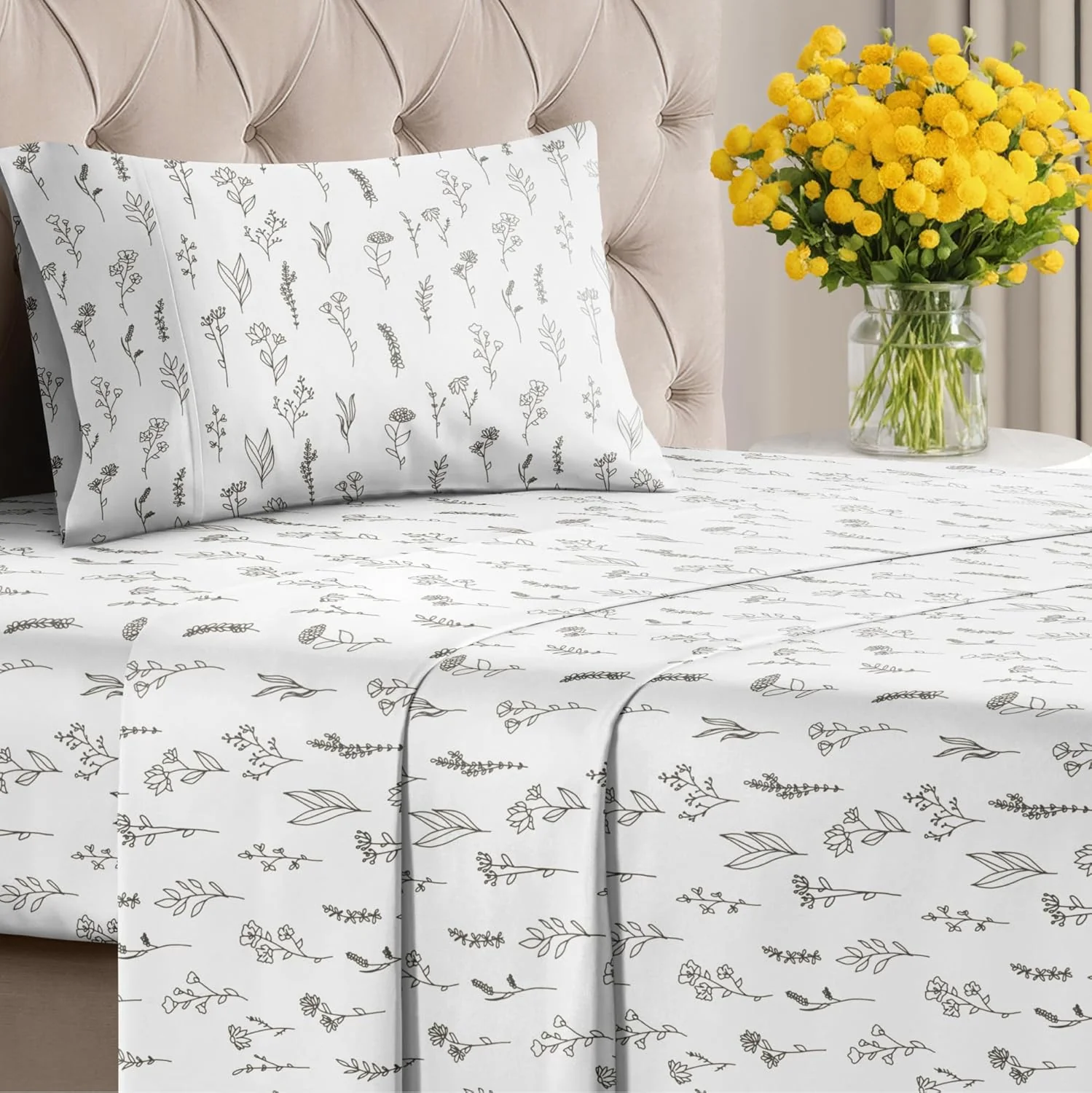 4 Piece Floral Sheet Set - Image 68