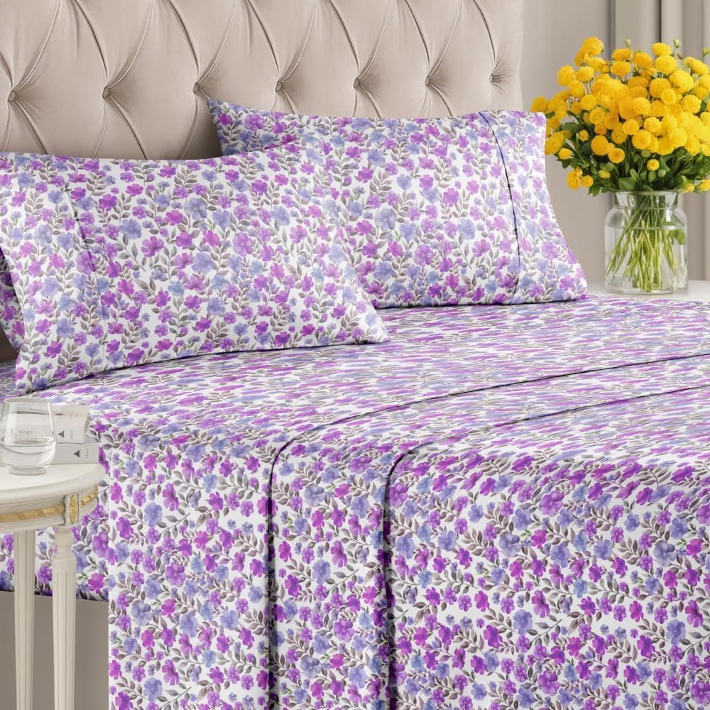 4 Piece Floral Sheet Set - Image 83