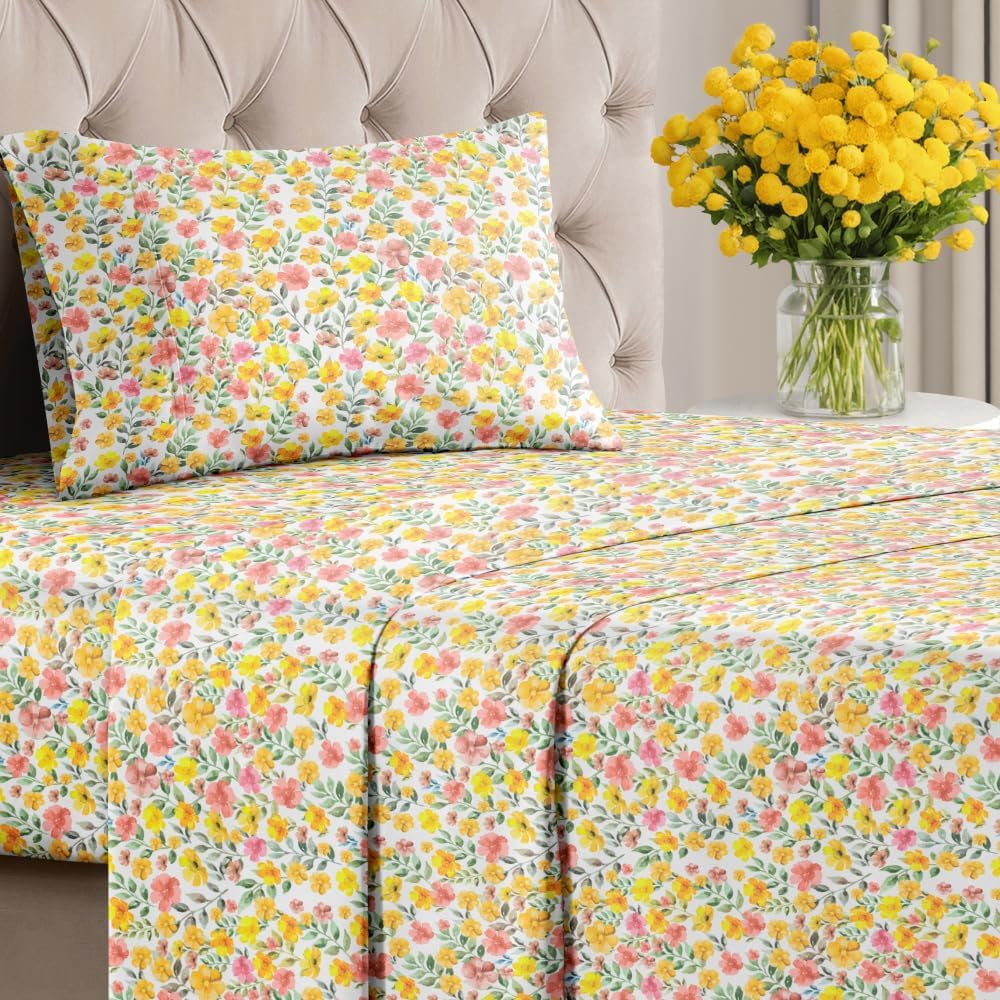 4 Piece Floral Sheet Set - Image 86