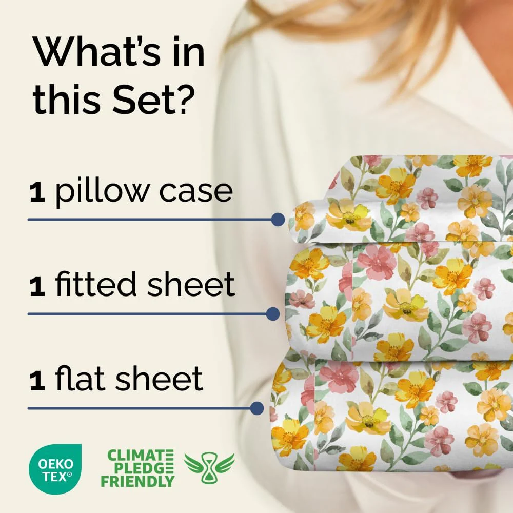 4 Piece Floral Sheet Set - Image 88