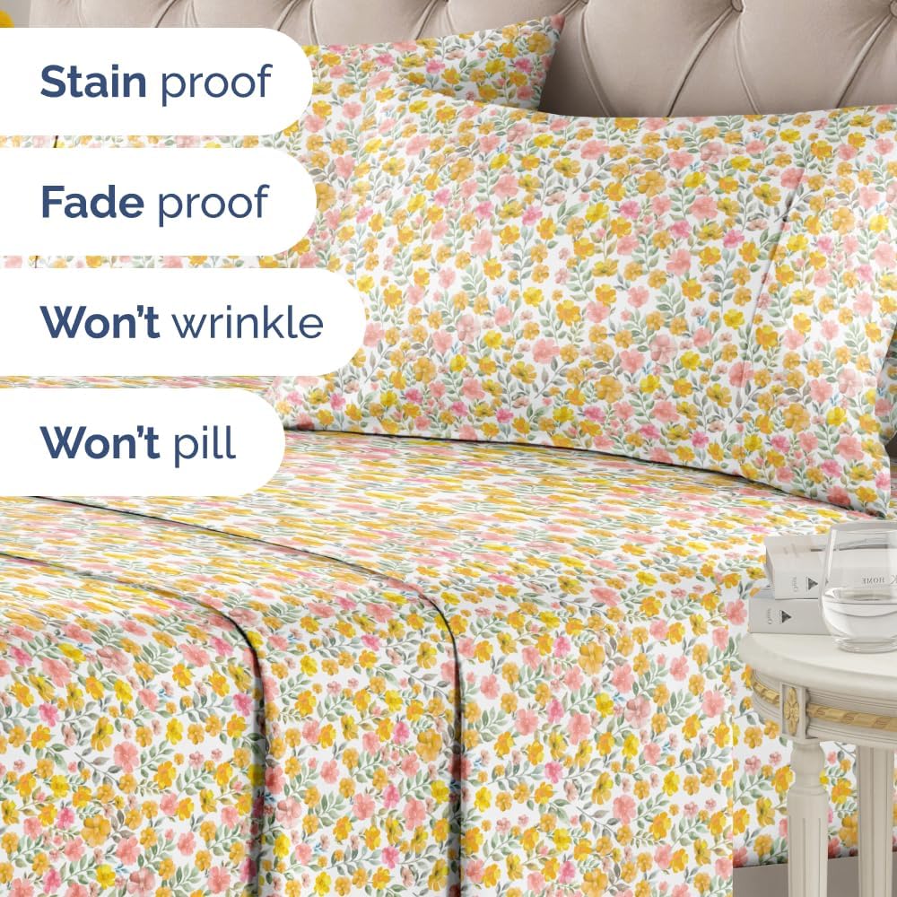 4 Piece Floral Sheet Set - Image 91