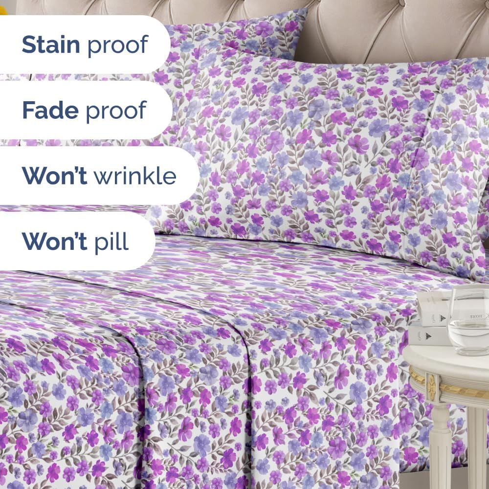 4 Piece Floral Sheet Set - Image 97