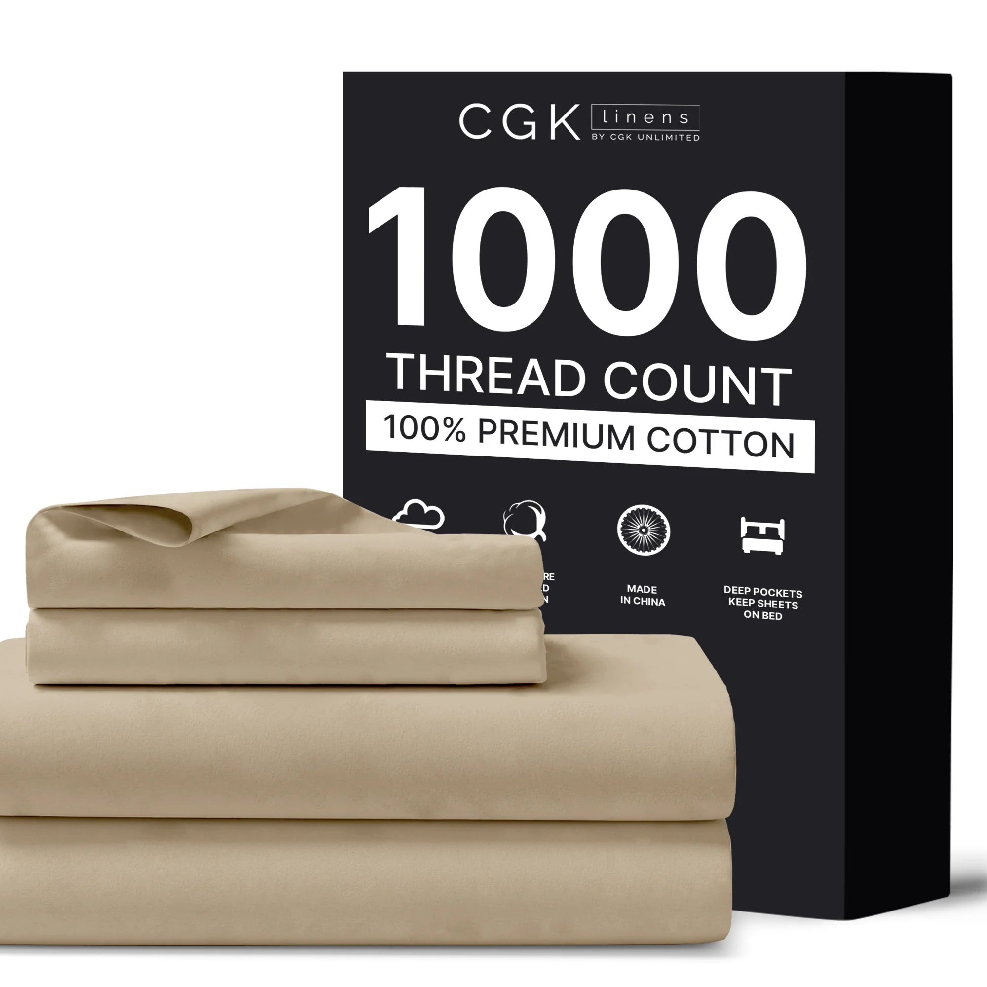 Cotton 1000 Thread Count 4 Piece Sheet Set - Image 3