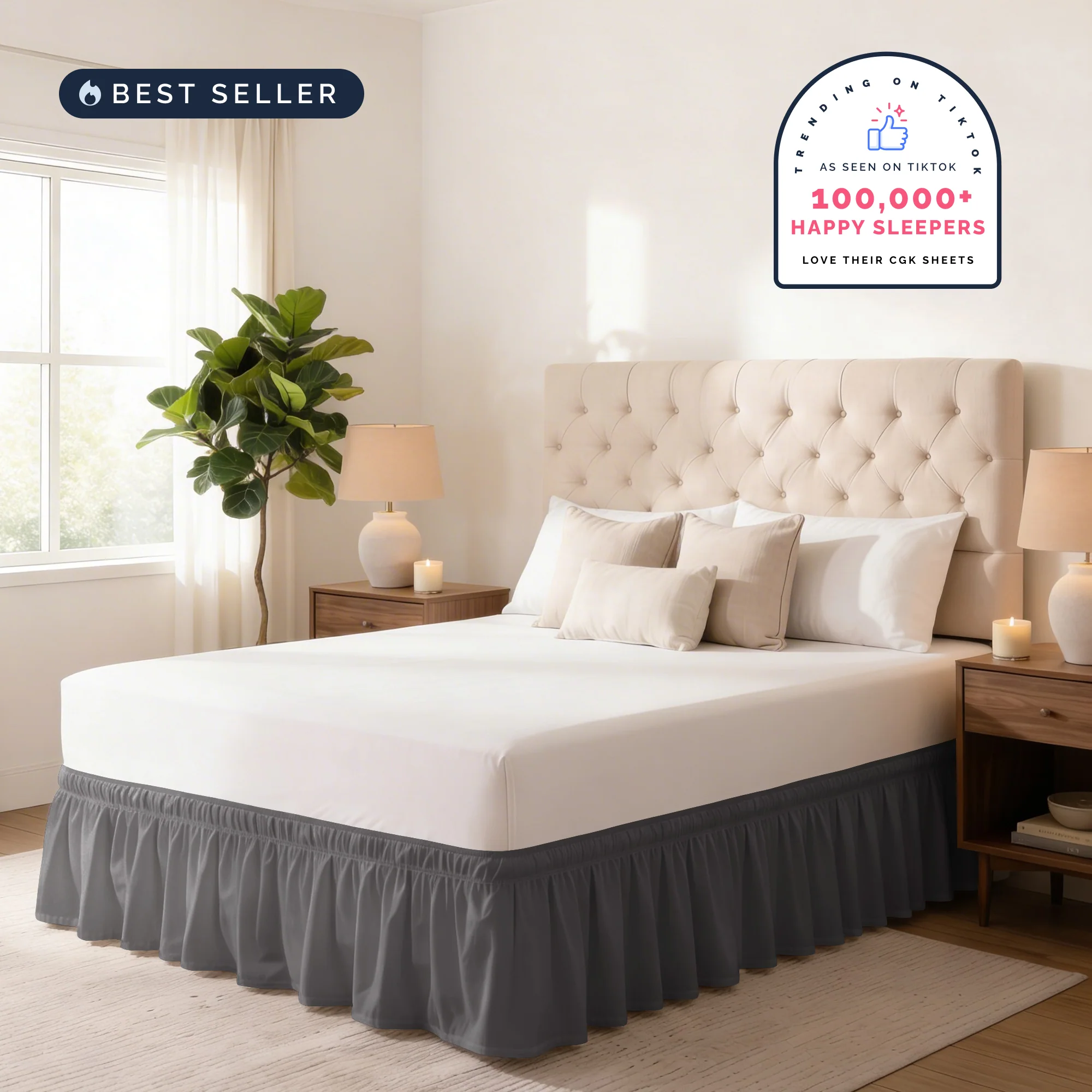 Ruffled Elastic Wrap Around Bedskirt 12 Inch Drop - Image 11