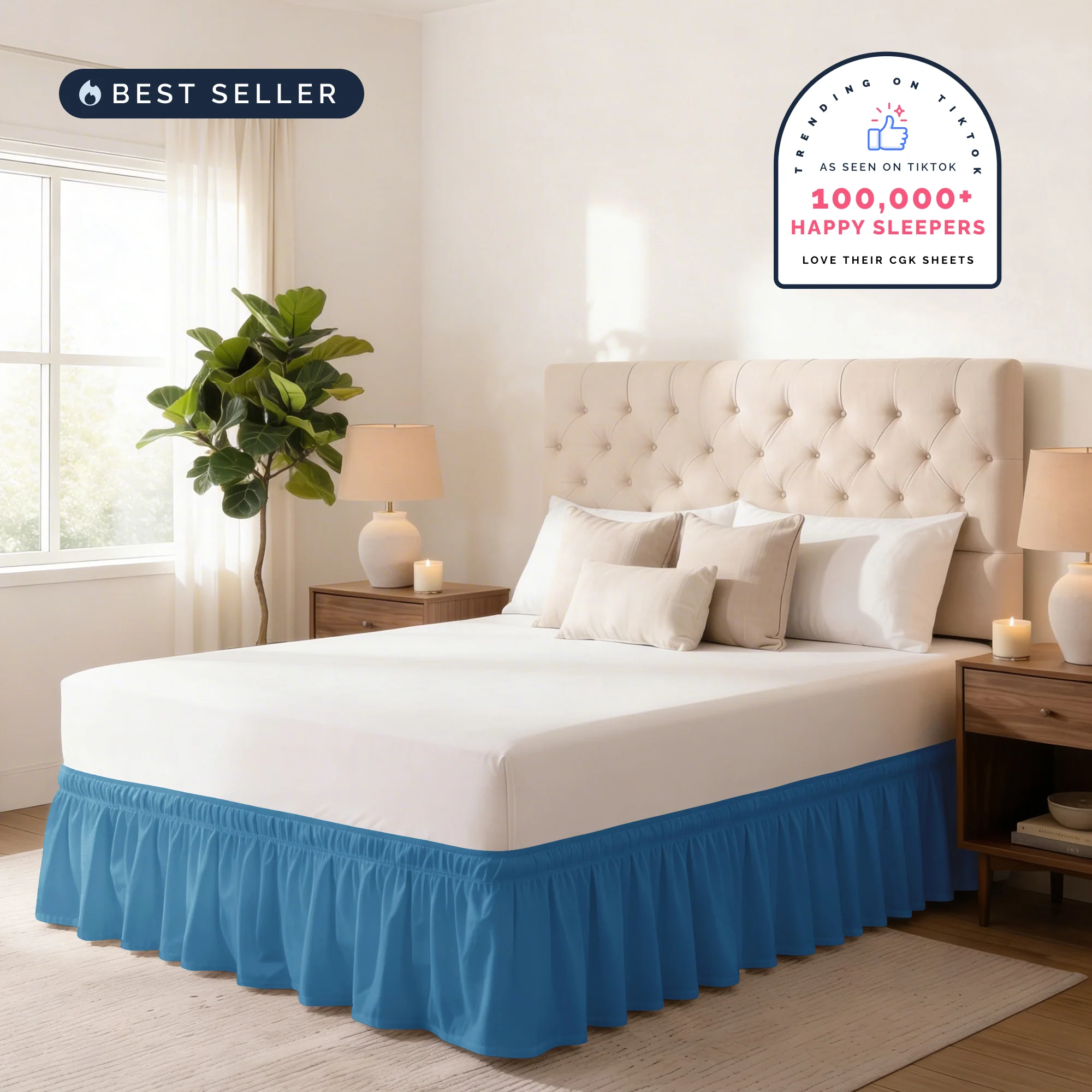 Ruffled Elastic Wrap Around Bedskirt 12 Inch Drop - Image 12