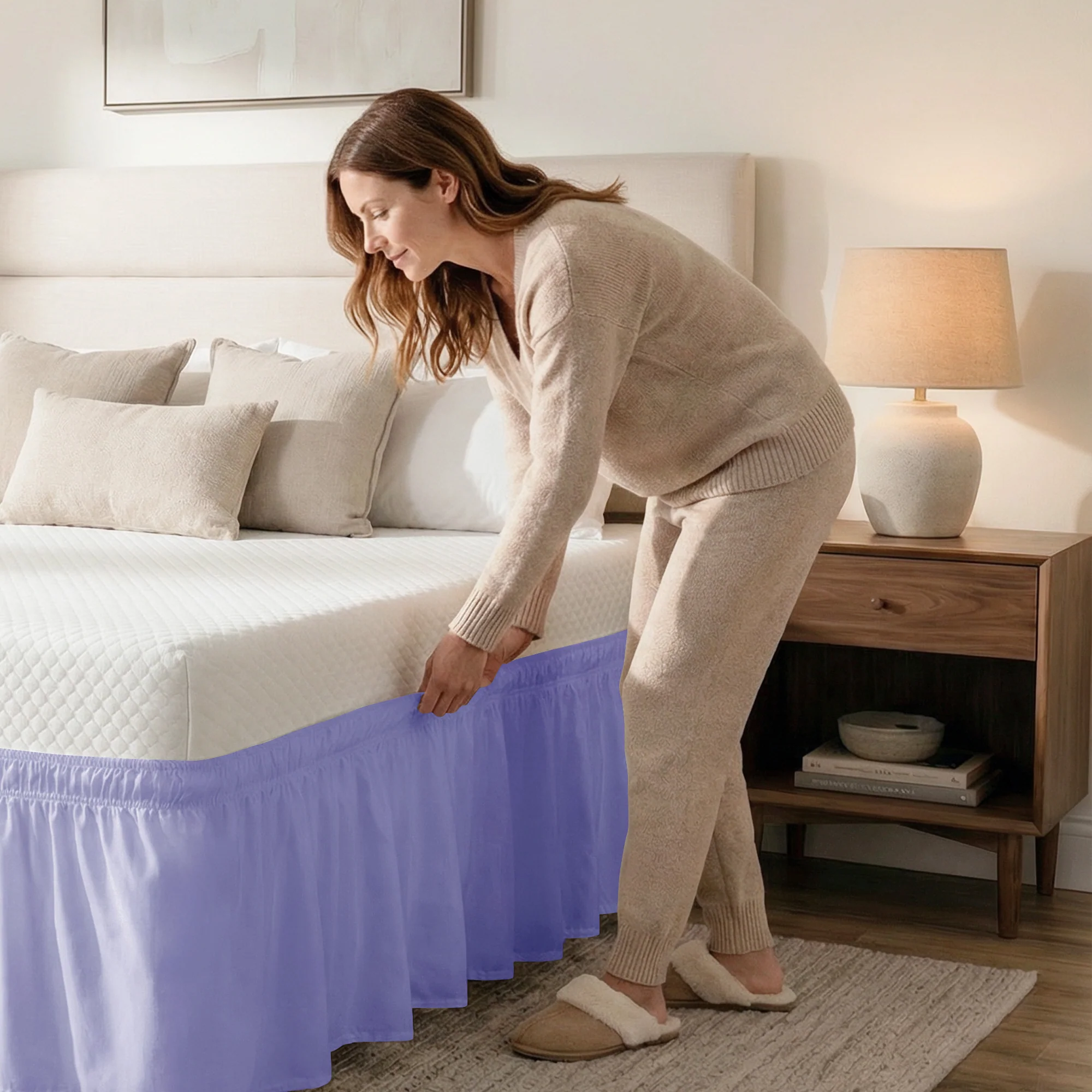 Ruffled Elastic Wrap Around Bedskirt 12 Inch Drop - Image 124