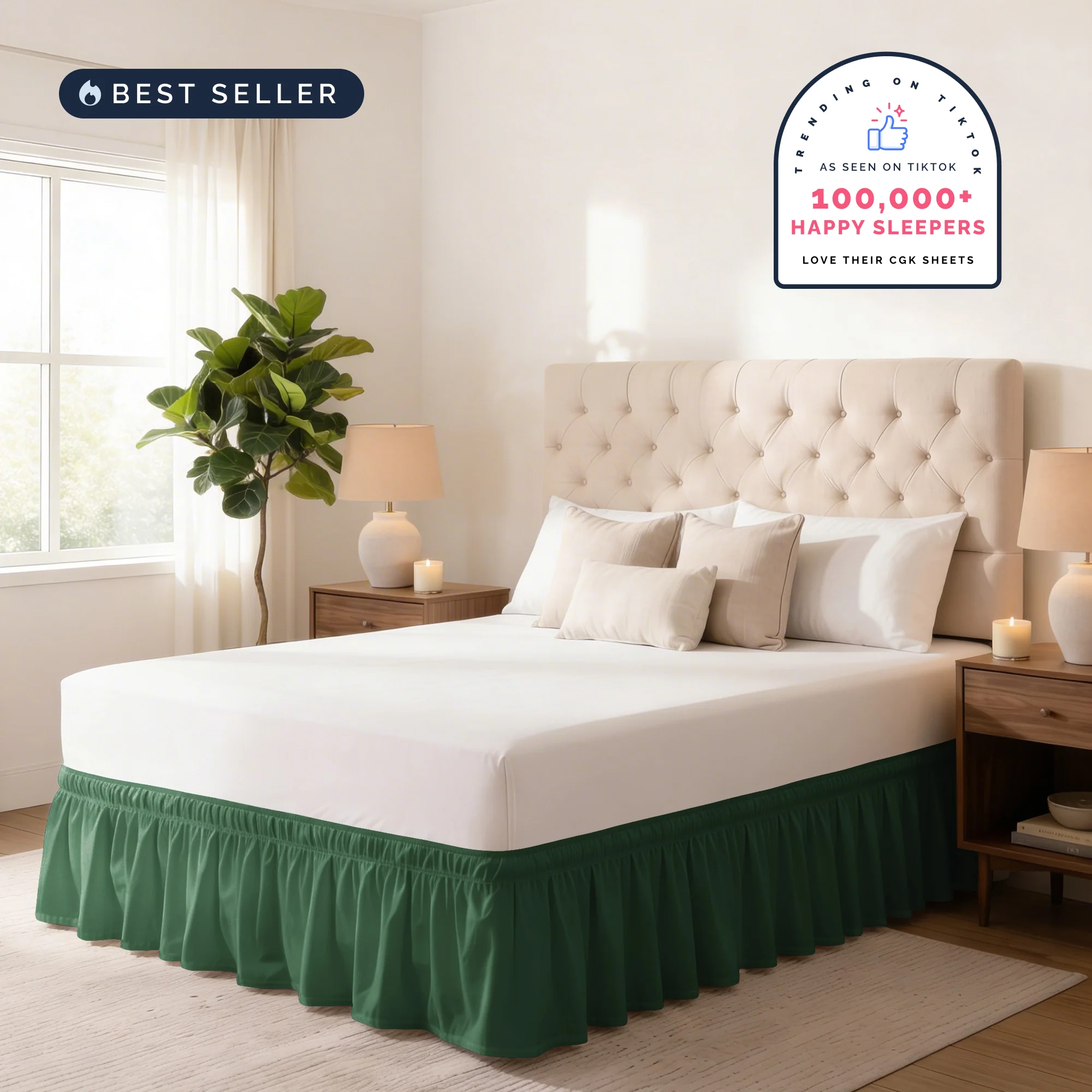 Ruffled Elastic Wrap Around Bedskirt 12 Inch Drop - Image 13