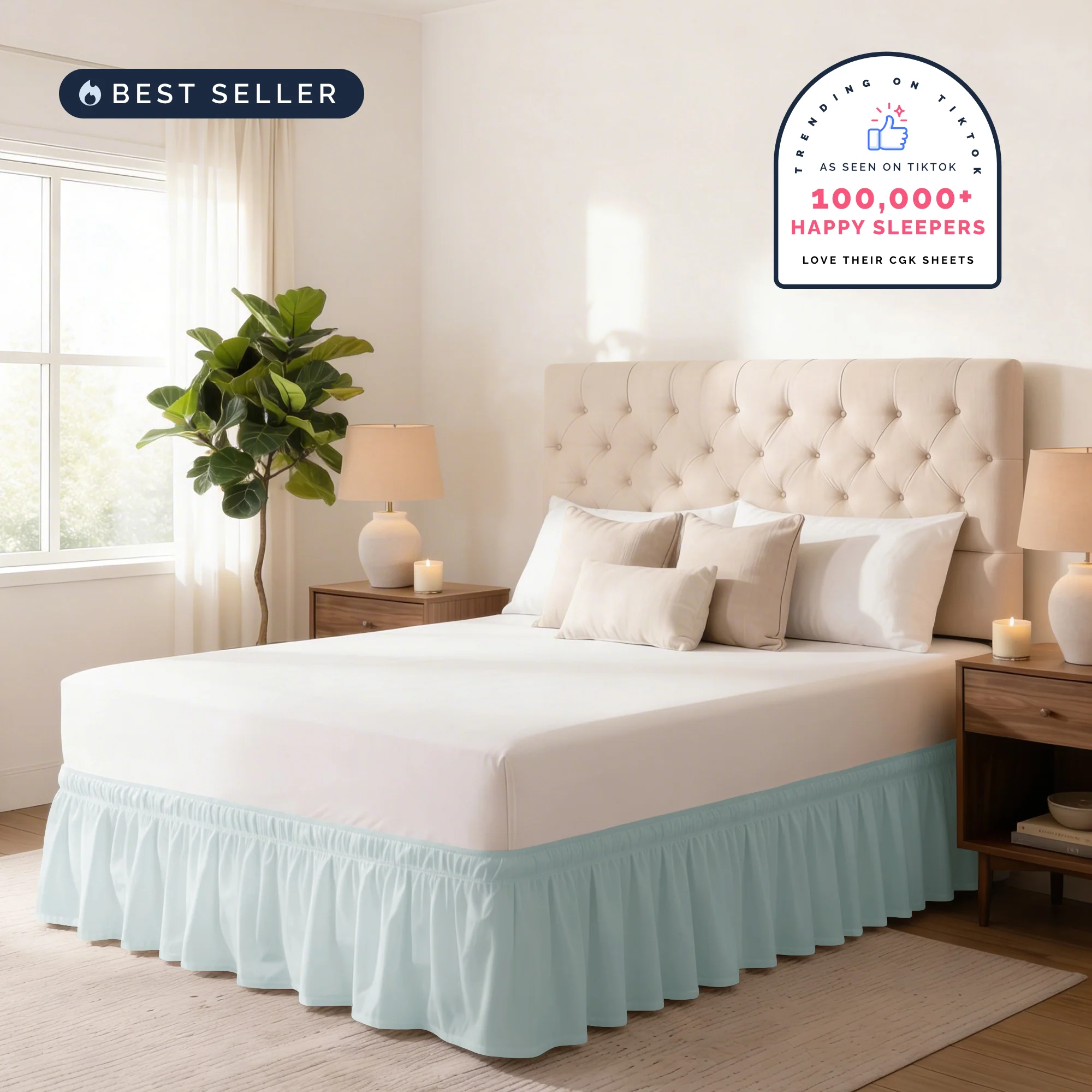 Ruffled Elastic Wrap Around Bedskirt 12 Inch Drop - Image 15