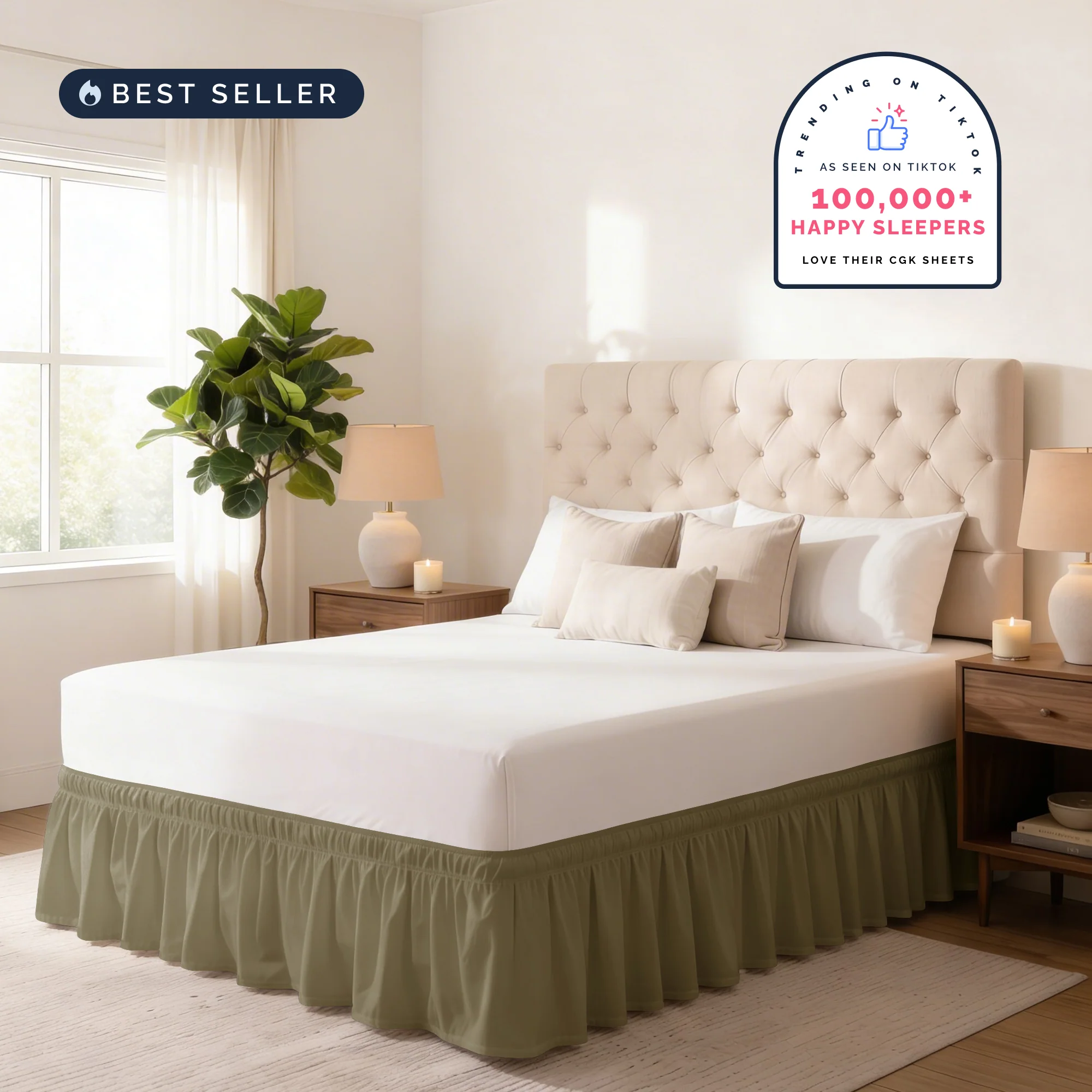 Ruffled Elastic Wrap Around Bedskirt 12 Inch Drop - Image 16