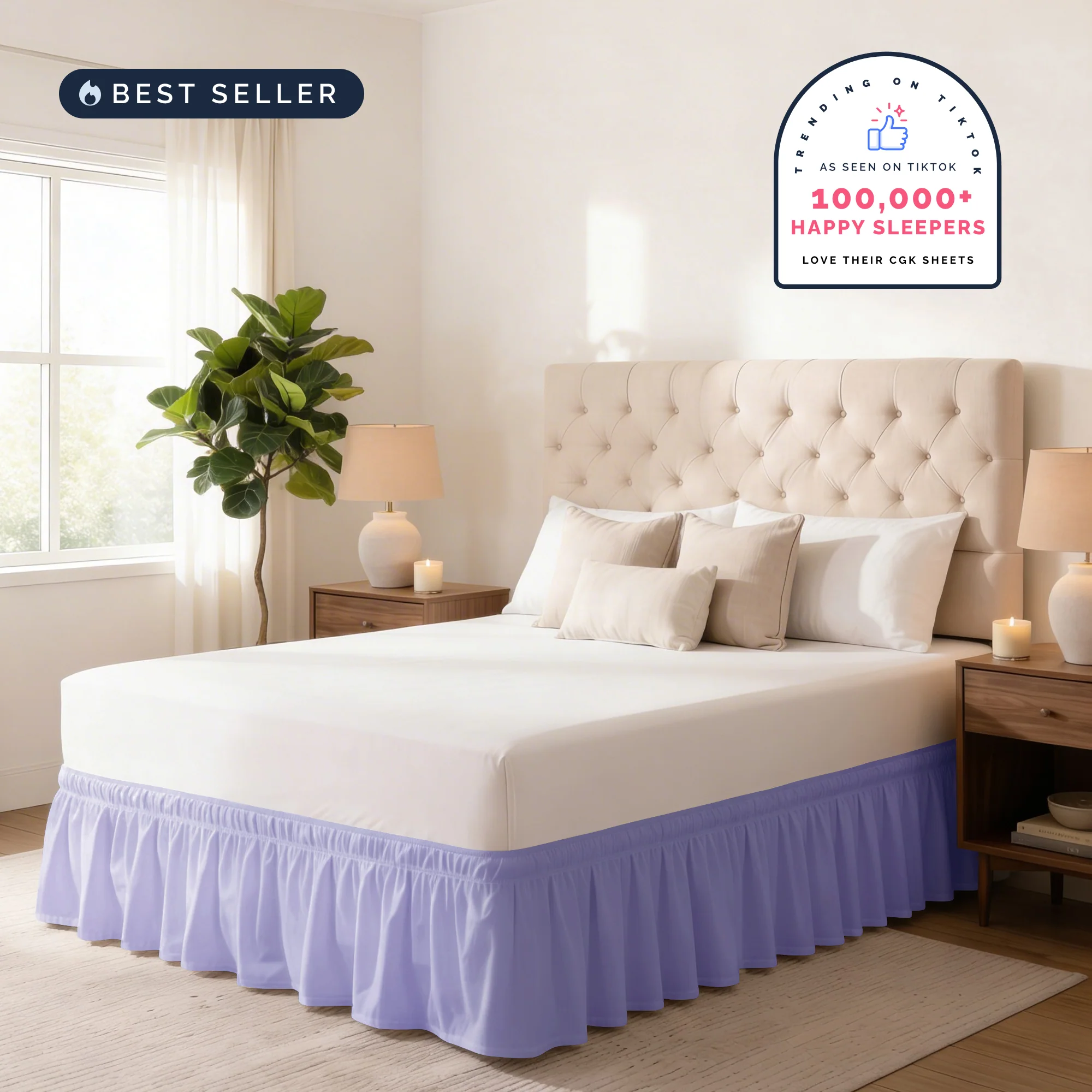 Ruffled Elastic Wrap Around Bedskirt 12 Inch Drop - Image 18