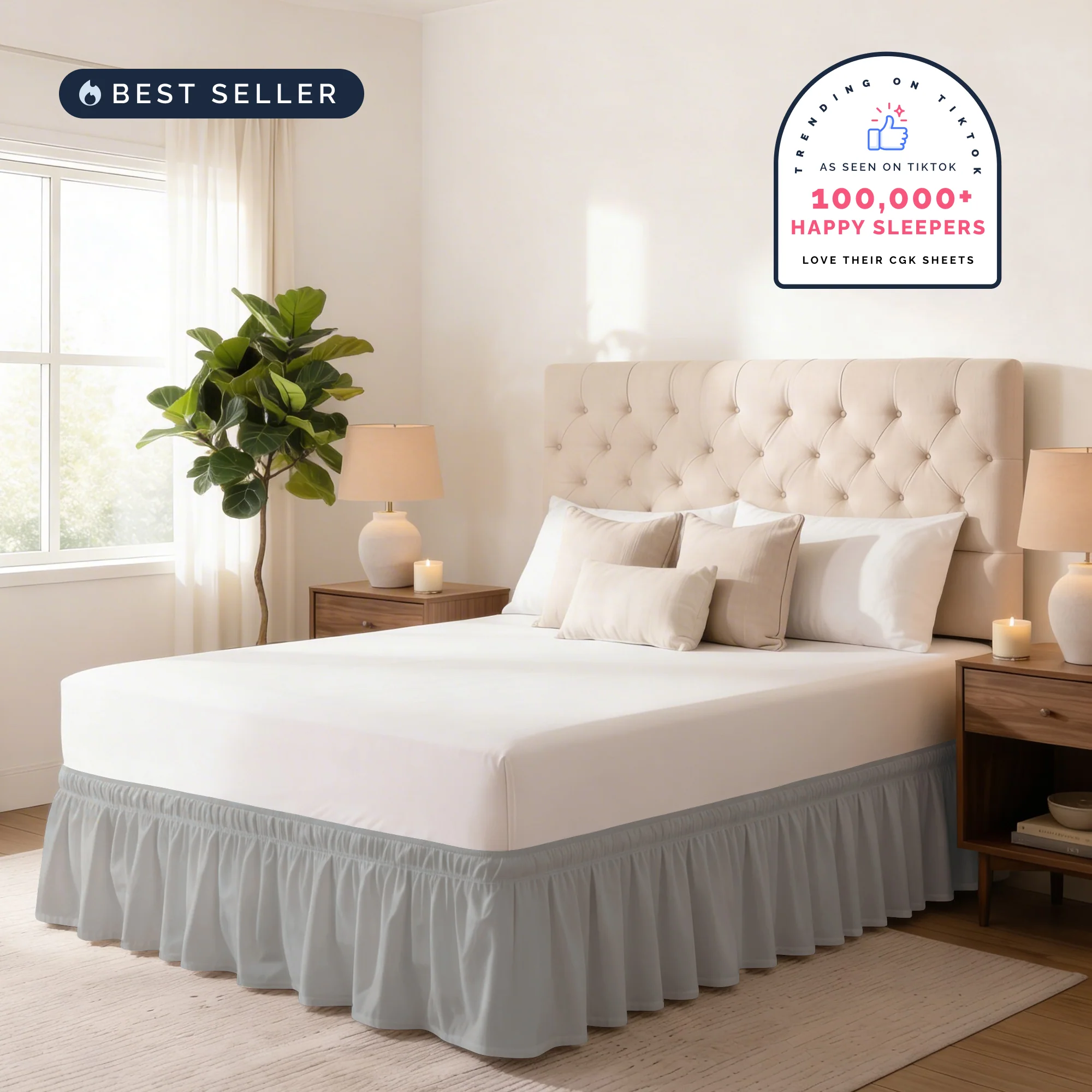 Ruffled Elastic Wrap Around Bedskirt 12 Inch Drop - Image 19