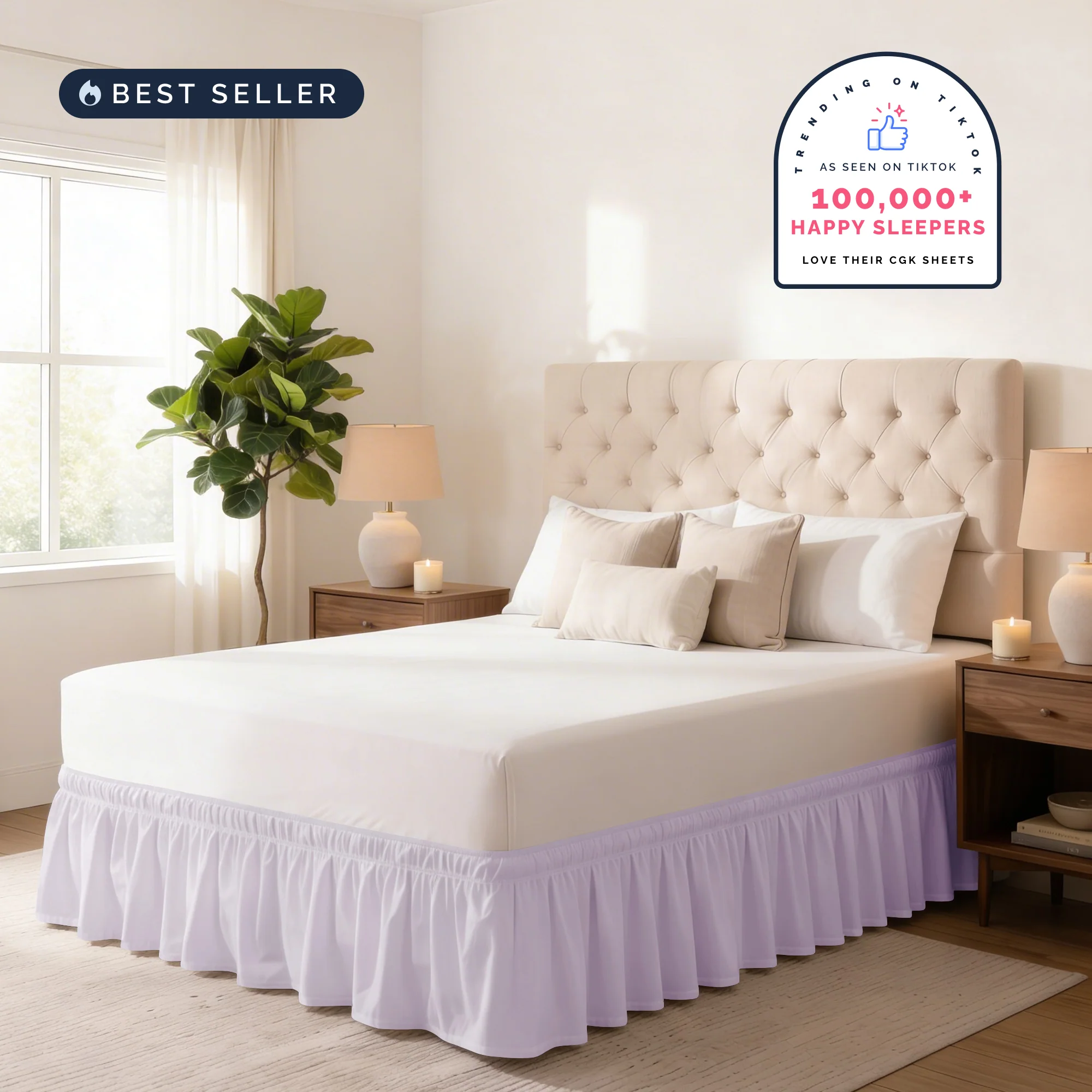 Ruffled Elastic Wrap Around Bedskirt 12 Inch Drop - Image 20