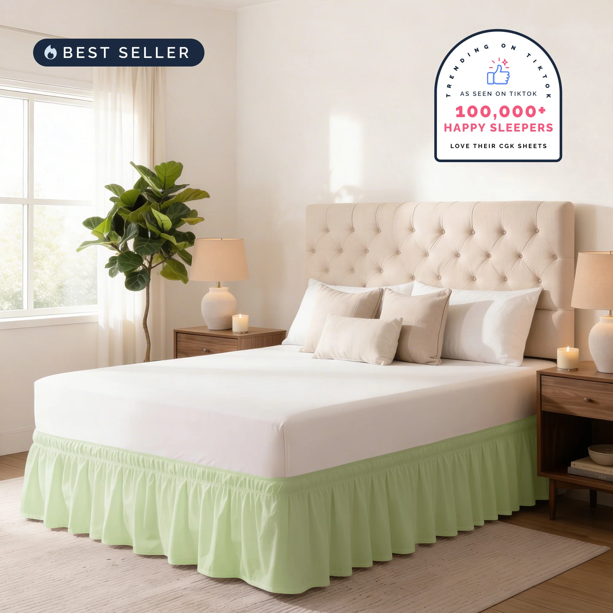 Ruffled Elastic Wrap Around Bedskirt 12 Inch Drop - Image 22