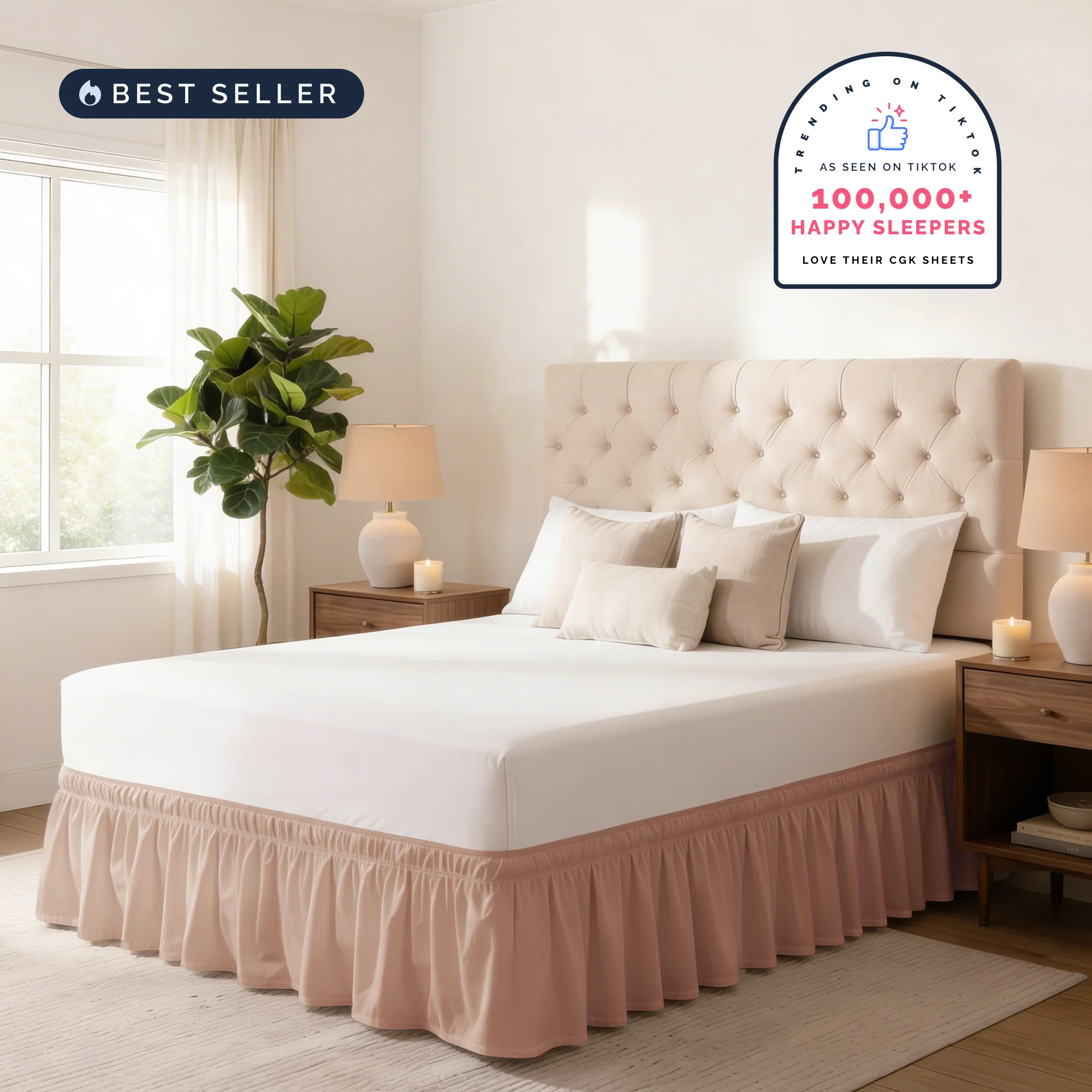 Ruffled Elastic Wrap Around Bedskirt 12 Inch Drop - Image 23