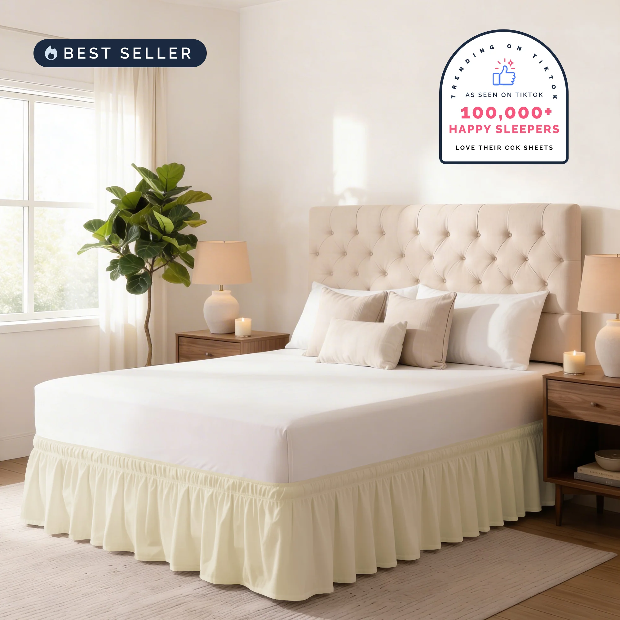 Ruffled Elastic Wrap Around Bedskirt 12 Inch Drop - Image 25