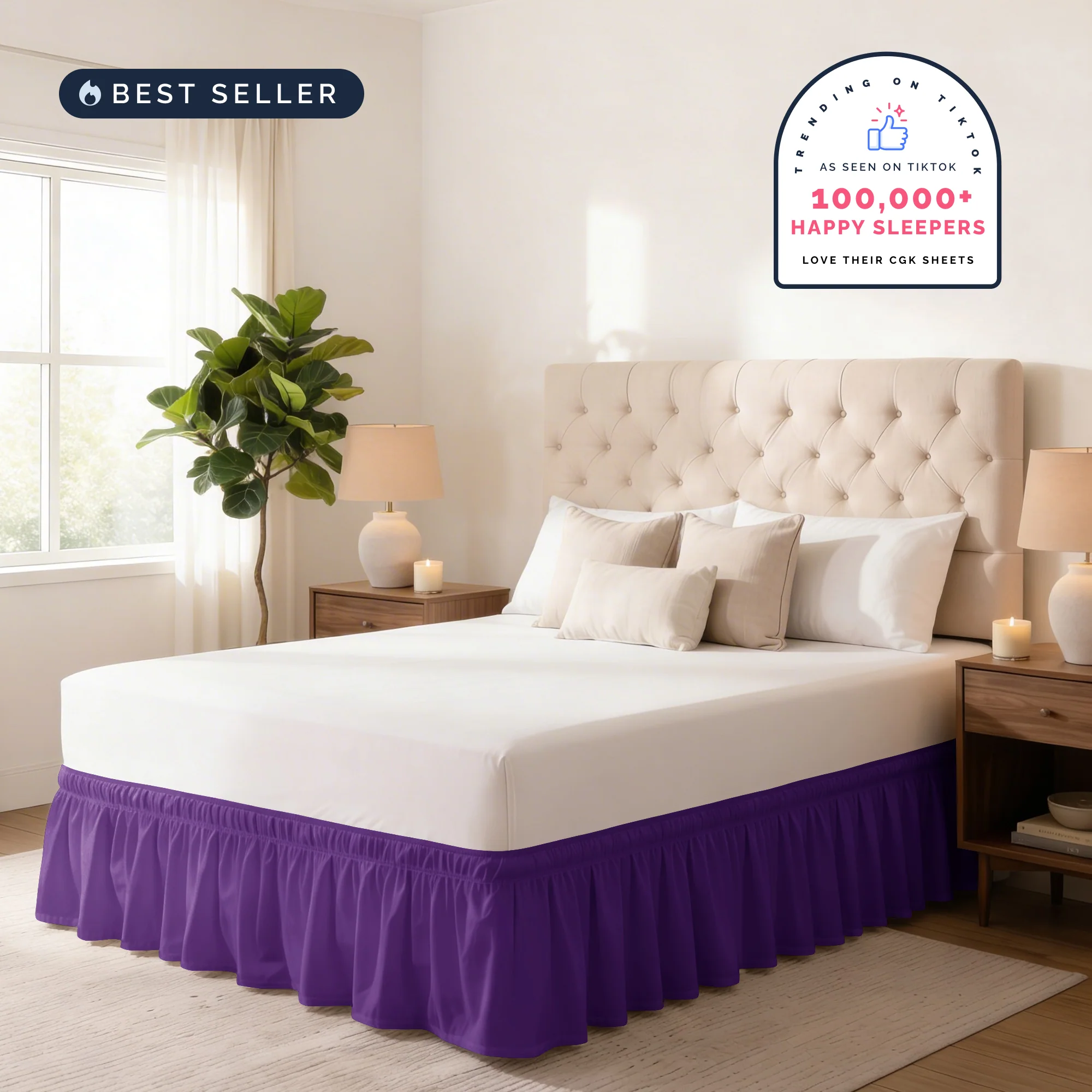 Ruffled Elastic Wrap Around Bedskirt 12 Inch Drop - Image 26