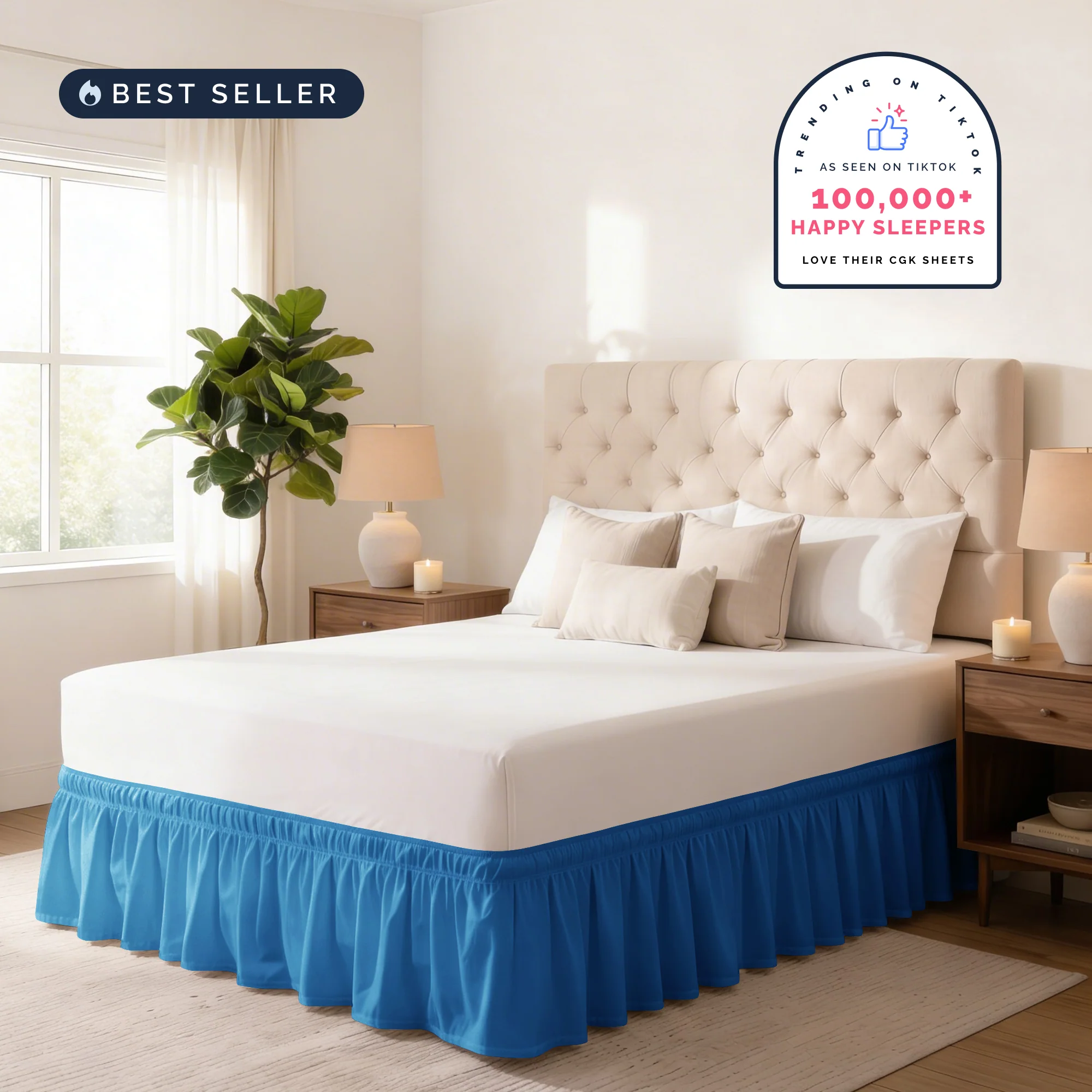 Ruffled Elastic Wrap Around Bedskirt 12 Inch Drop - Image 28