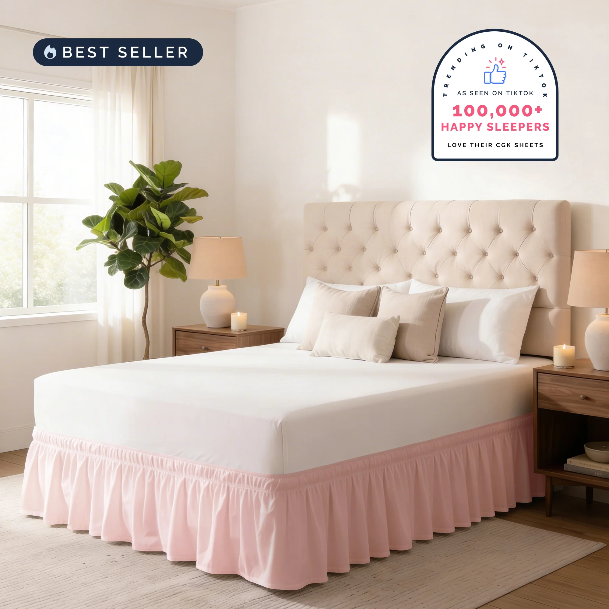 Ruffled Elastic Wrap Around Bedskirt 12 Inch Drop - Image 3