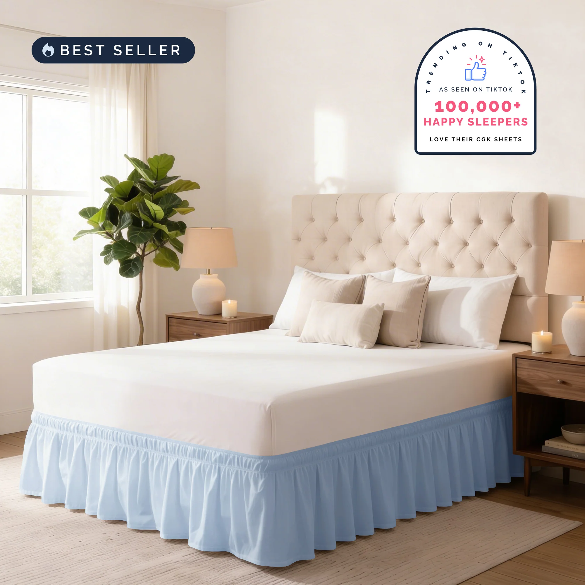 Ruffled Elastic Wrap Around Bedskirt 12 Inch Drop - Image 30