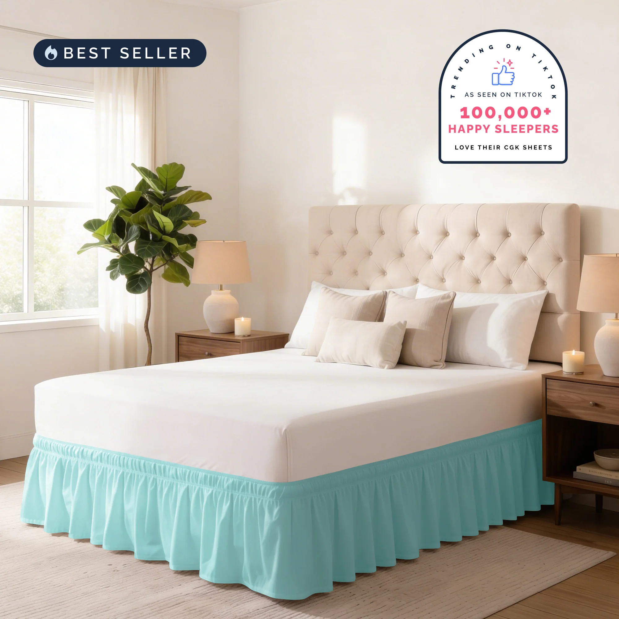 Ruffled Elastic Wrap Around Bedskirt 12 Inch Drop - Image 31