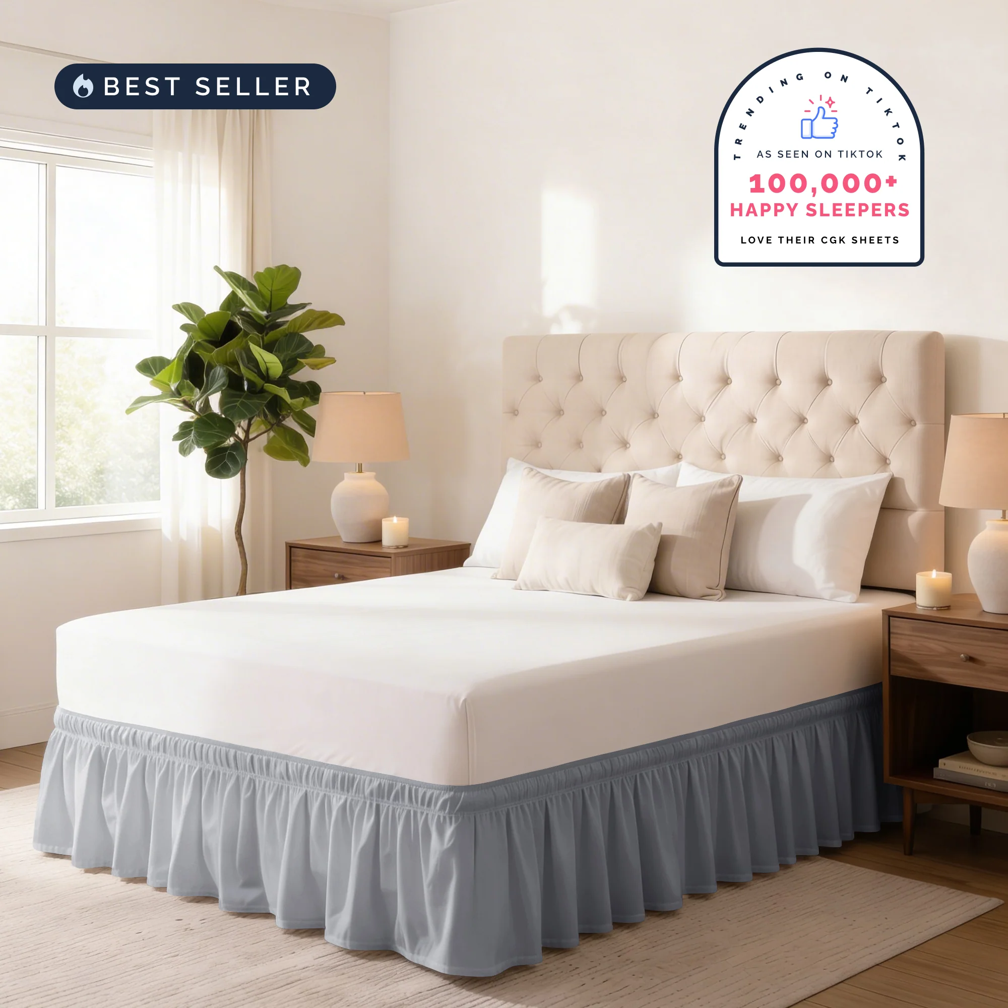 Ruffled Elastic Wrap Around Bedskirt 12 Inch Drop - Image 32