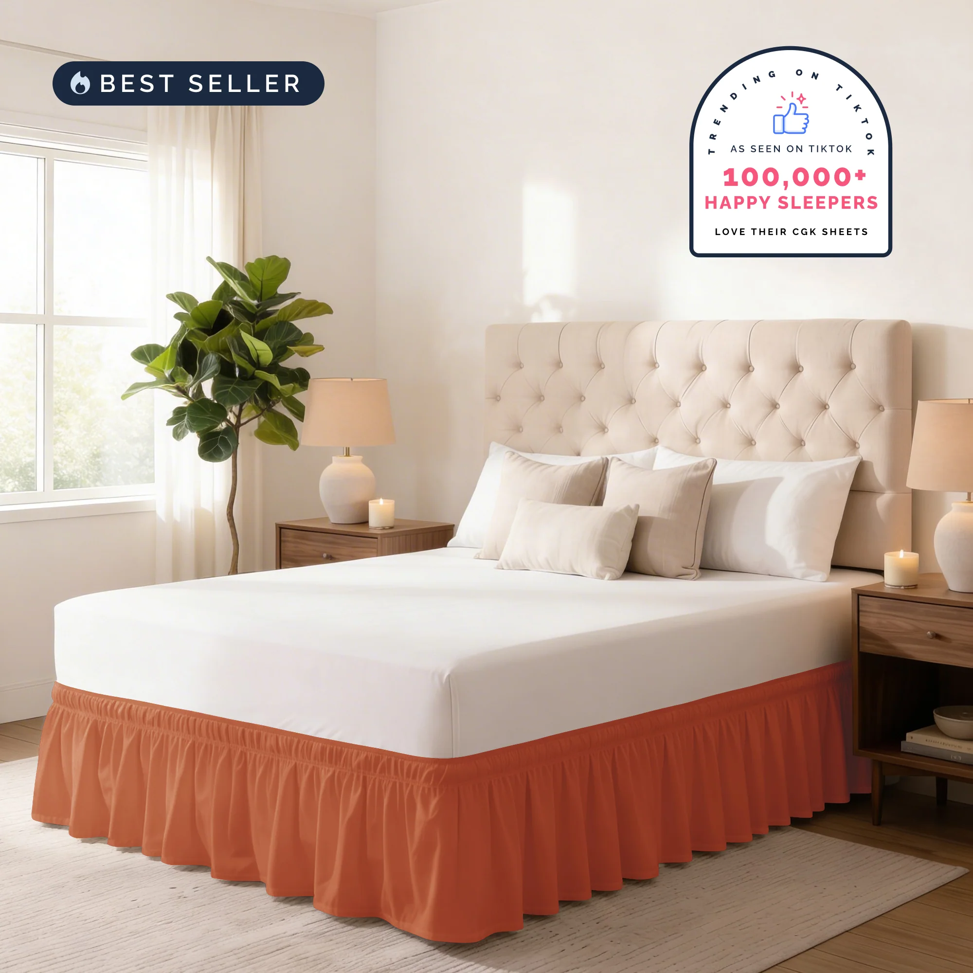 Ruffled Elastic Wrap Around Bedskirt 12 Inch Drop - Image 33