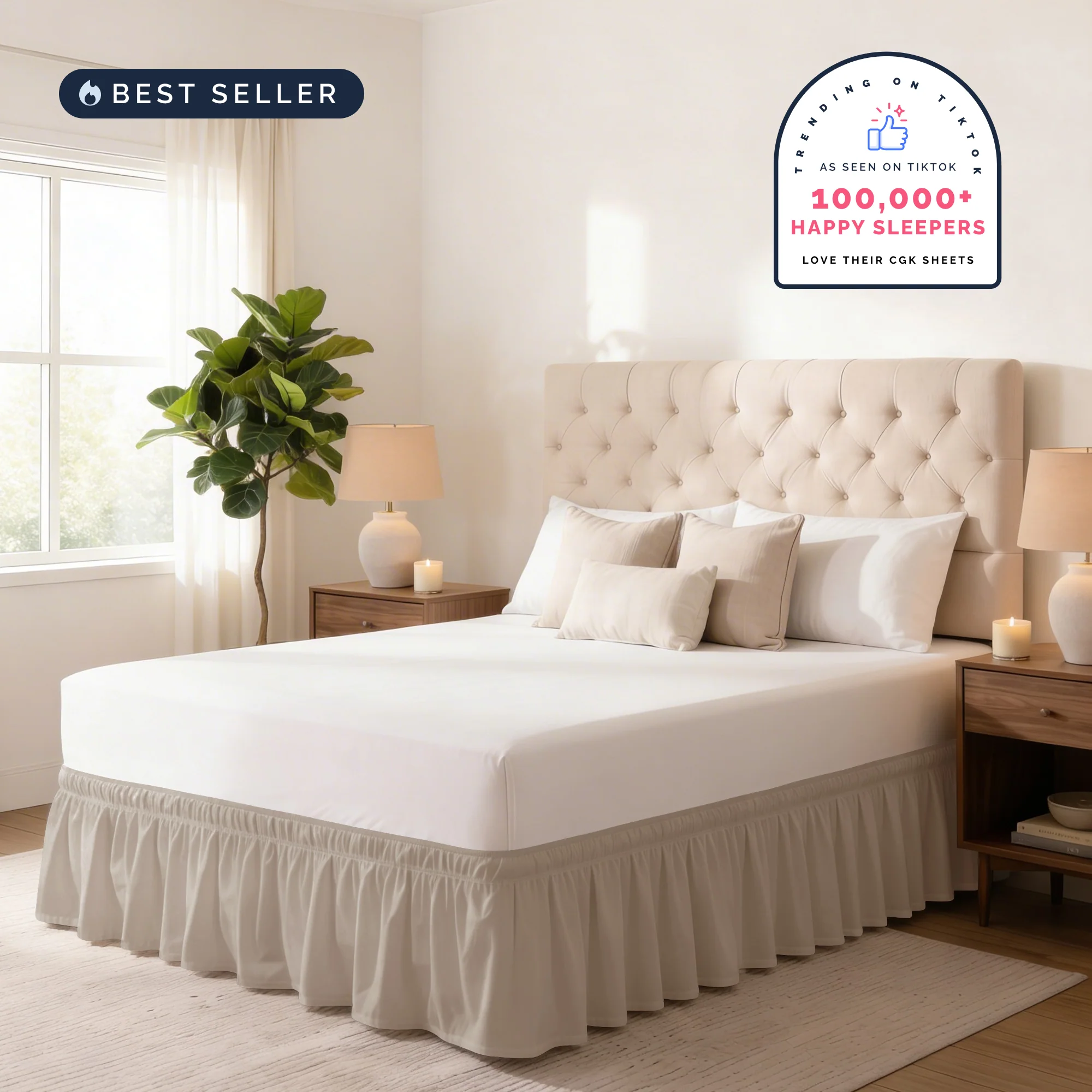 Ruffled Elastic Wrap Around Bedskirt 12 Inch Drop - Image 34