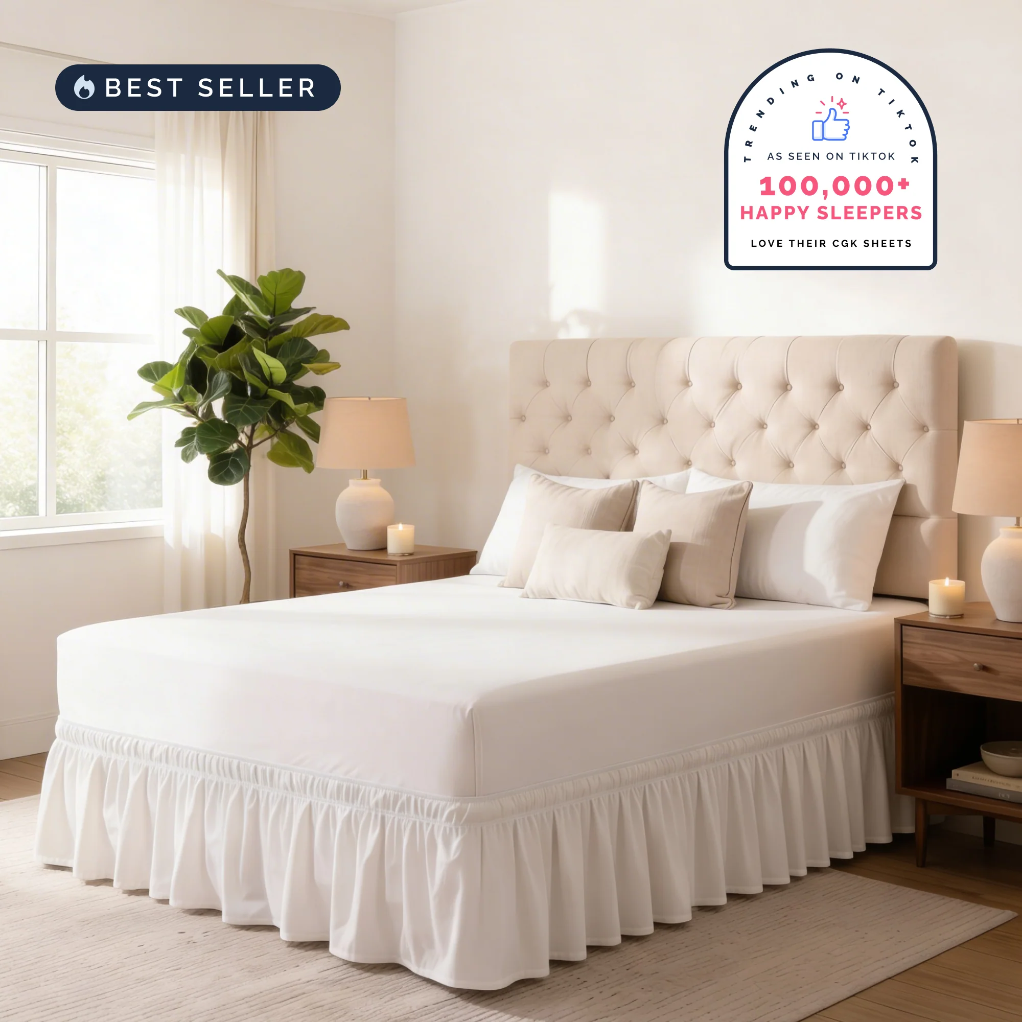 Ruffled Elastic Wrap Around Bedskirt 12 Inch Drop - Image 35