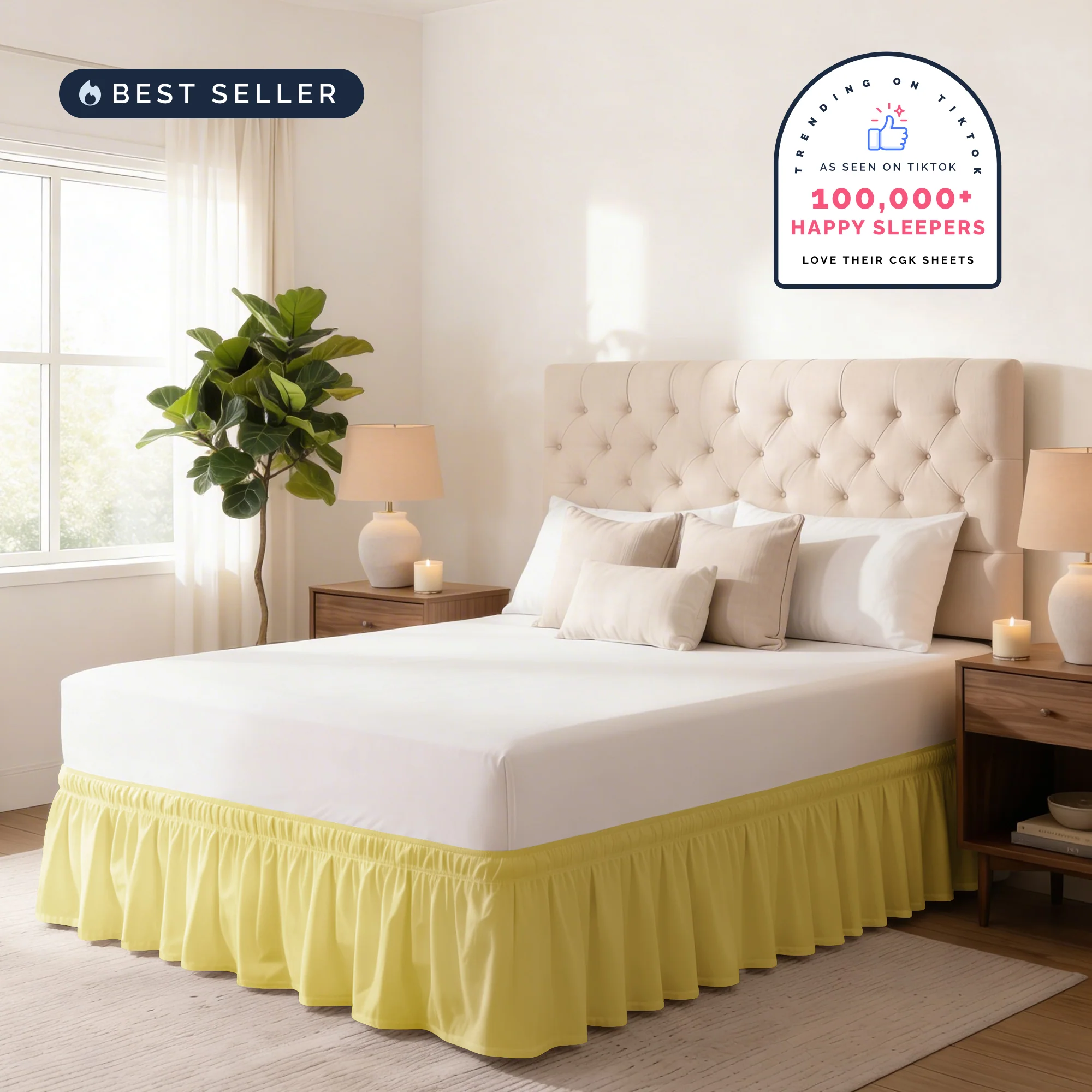 Ruffled Elastic Wrap Around Bedskirt 12 Inch Drop - Image 36