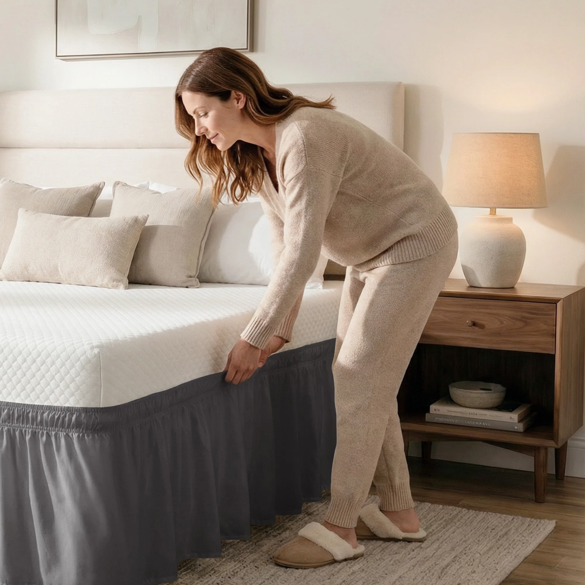 Ruffled Elastic Wrap Around Bedskirt 12 Inch Drop - Image 39