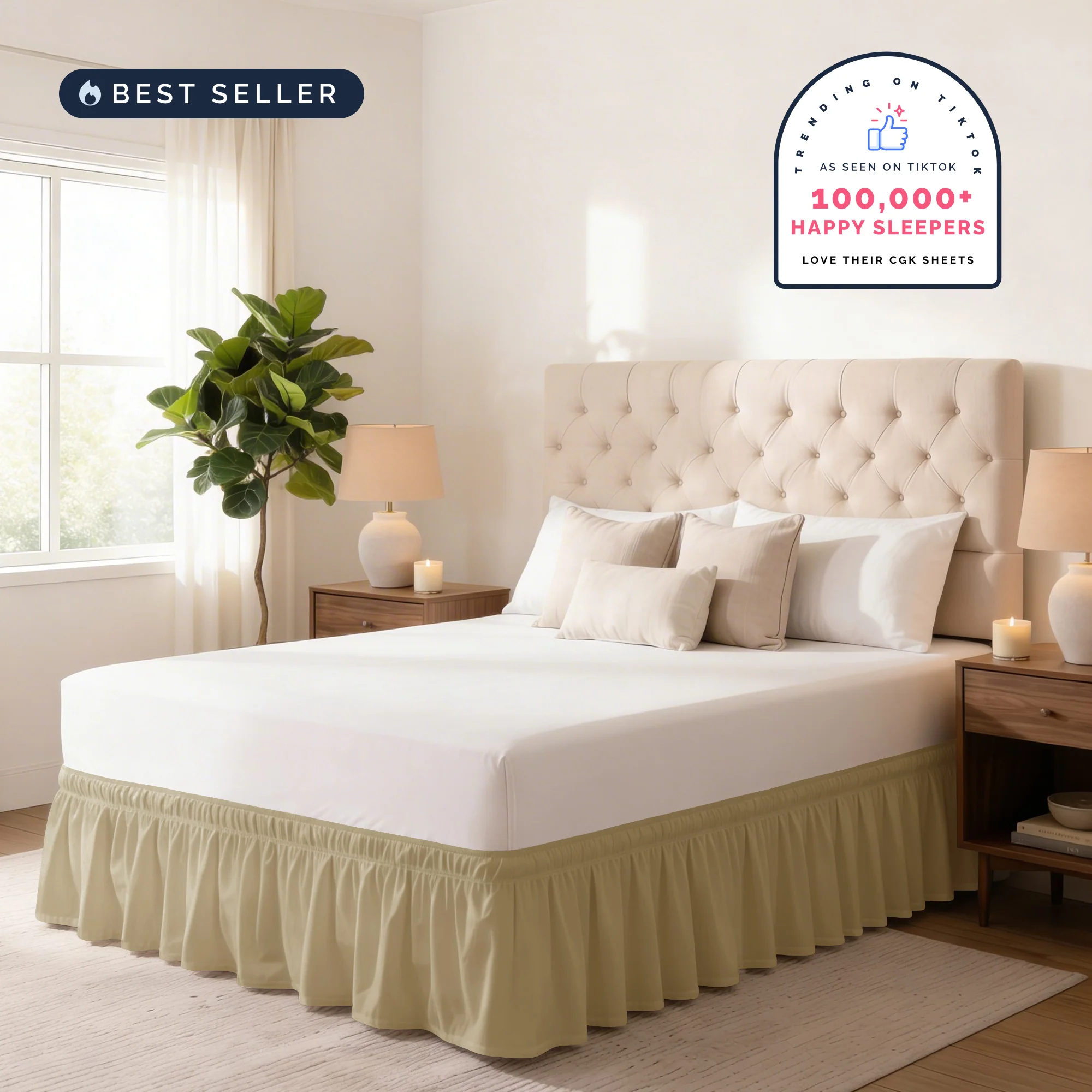 Ruffled Elastic Wrap Around Bedskirt 12 Inch Drop - Image 4