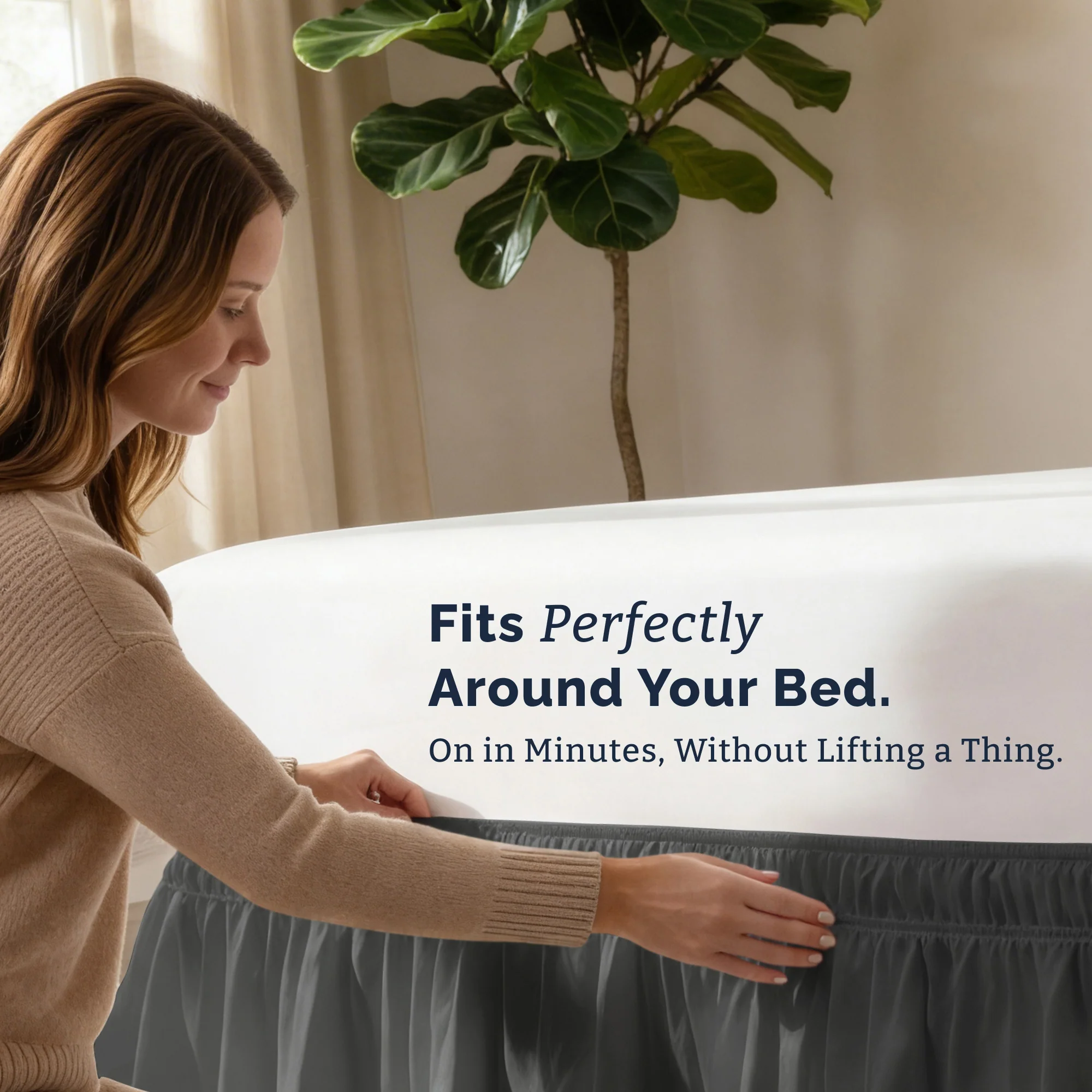 Ruffled Elastic Wrap Around Bedskirt 12 Inch Drop - Image 48