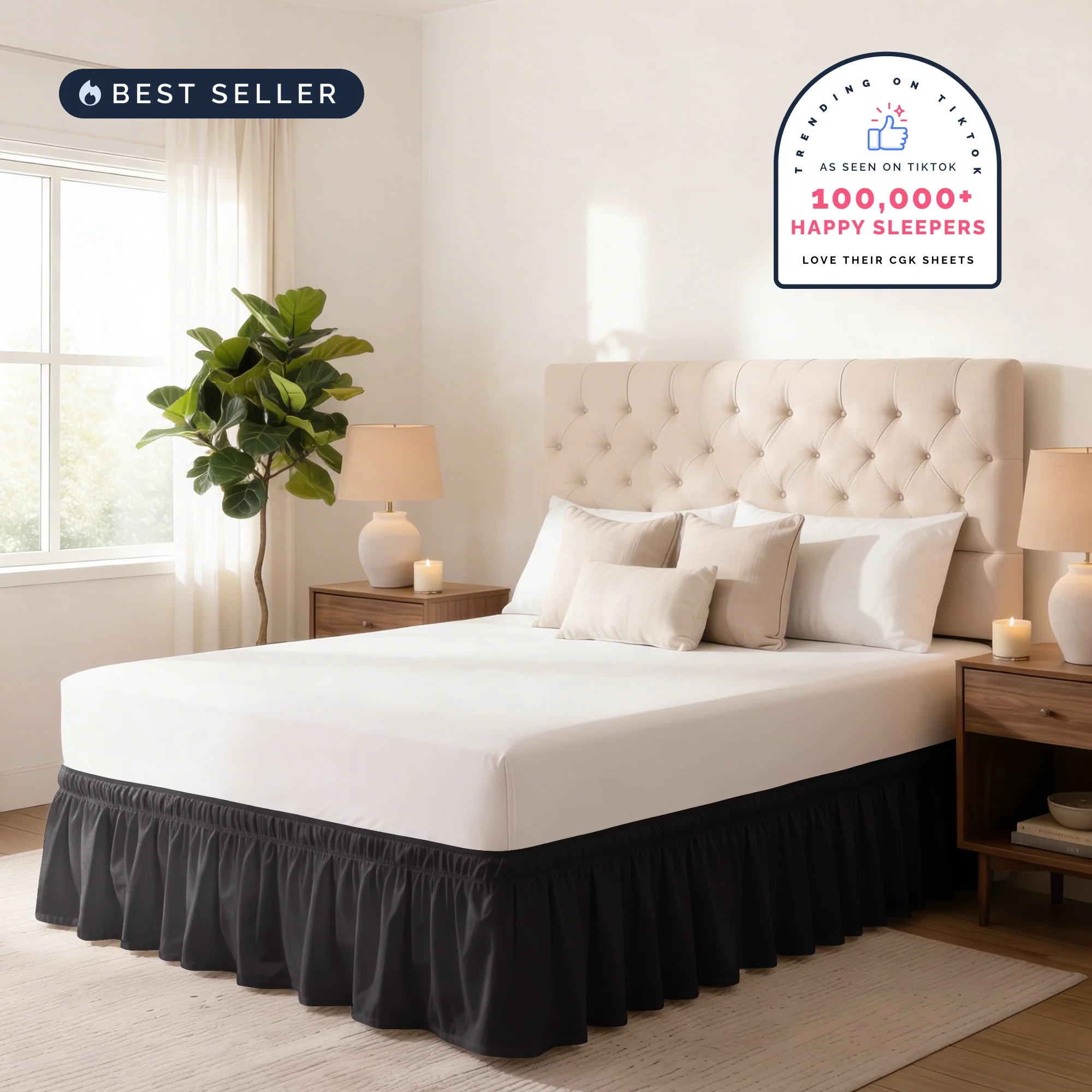 Ruffled Elastic Wrap Around Bedskirt 12 Inch Drop - Image 5