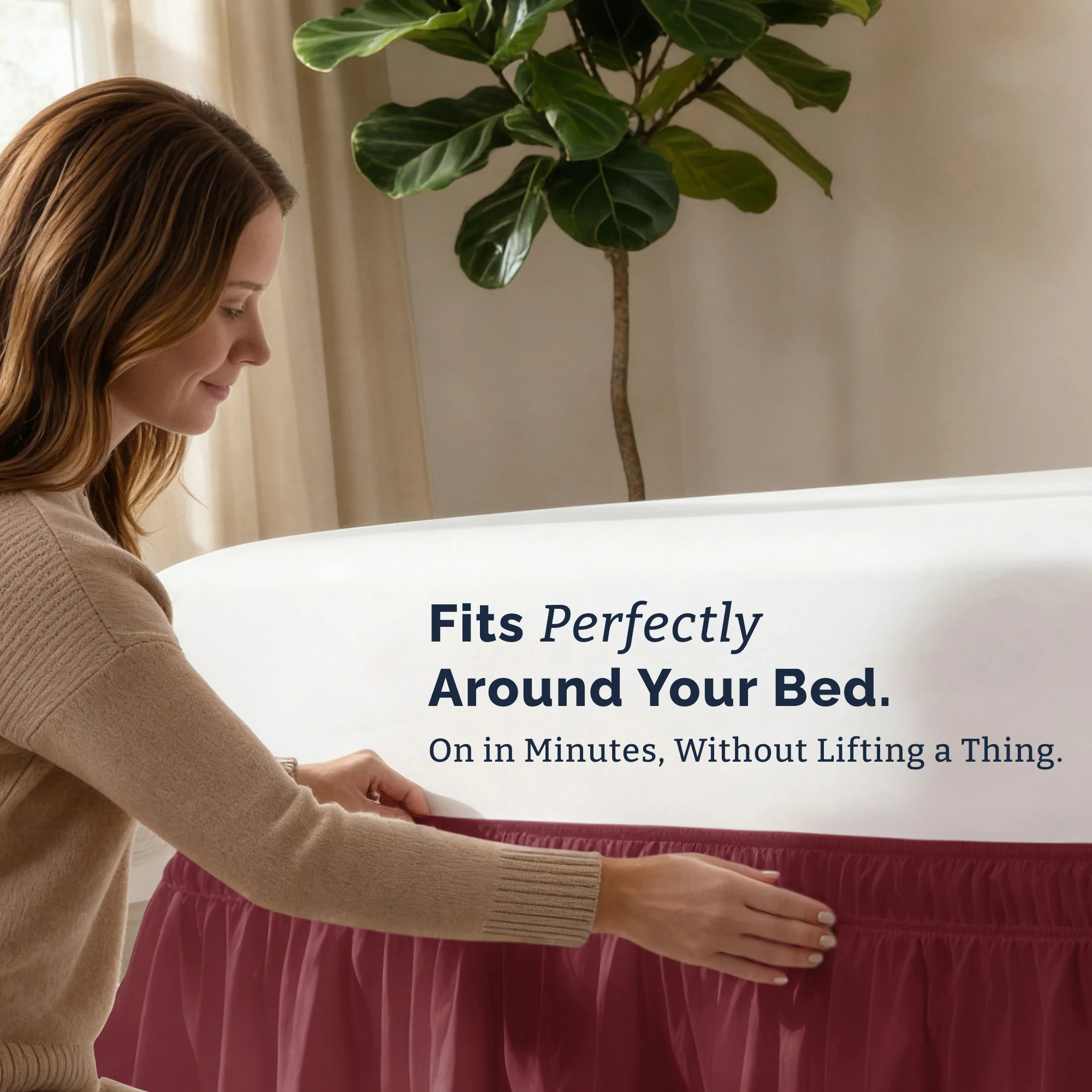 Ruffled Elastic Wrap Around Bedskirt 12 Inch Drop - Image 52