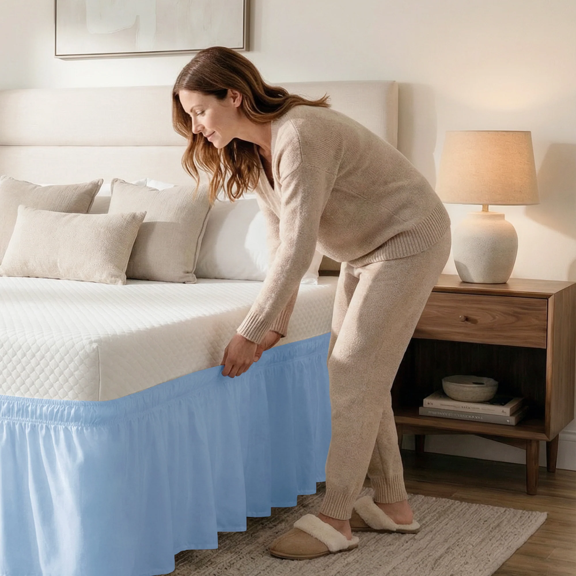 Ruffled Elastic Wrap Around Bedskirt 12 Inch Drop - Image 60