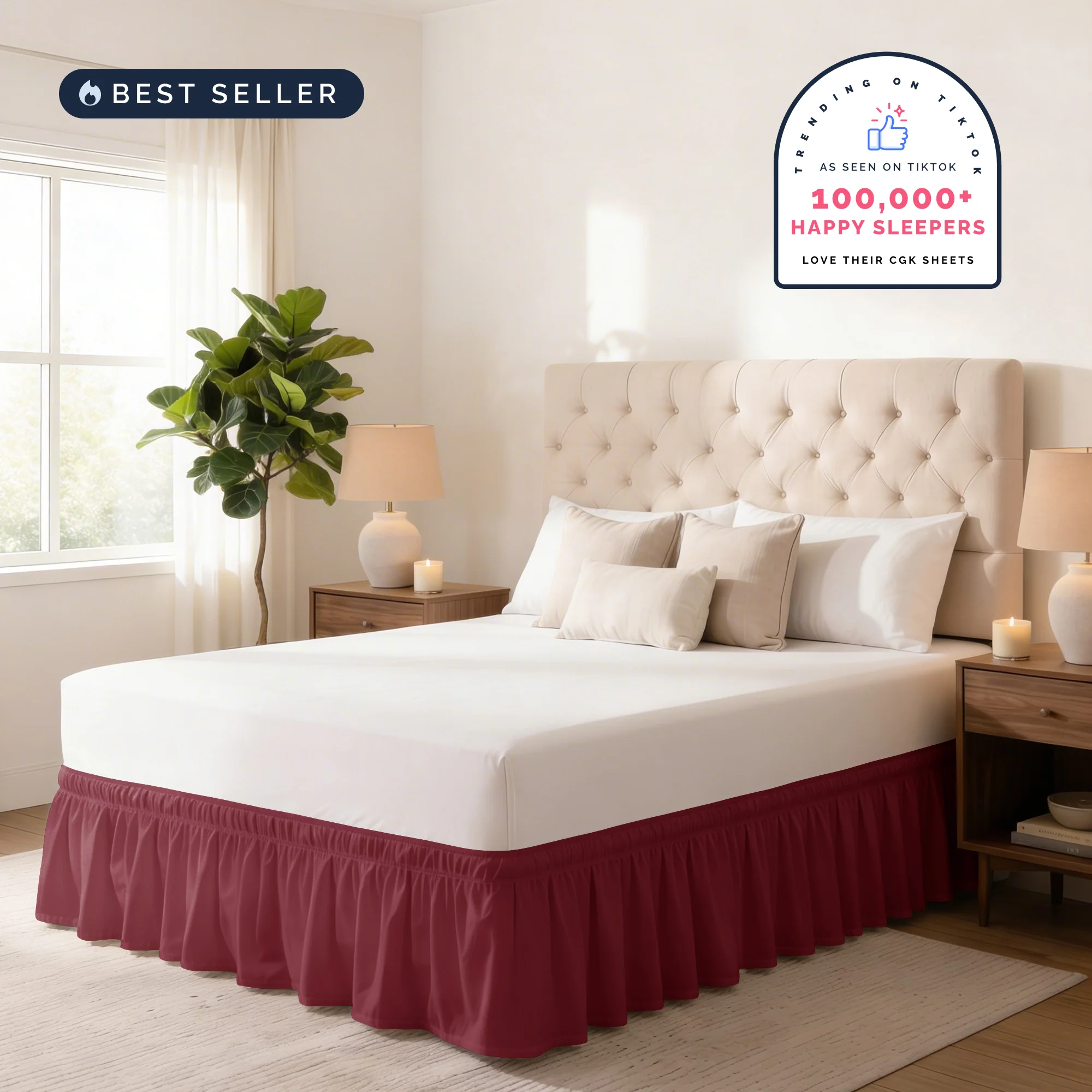 Ruffled Elastic Wrap Around Bedskirt 12 Inch Drop - Image 7