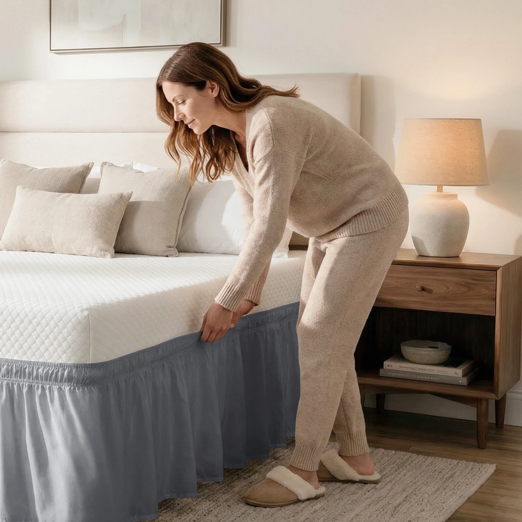 Ruffled Elastic Wrap Around Bedskirt 12 Inch Drop - Image 74