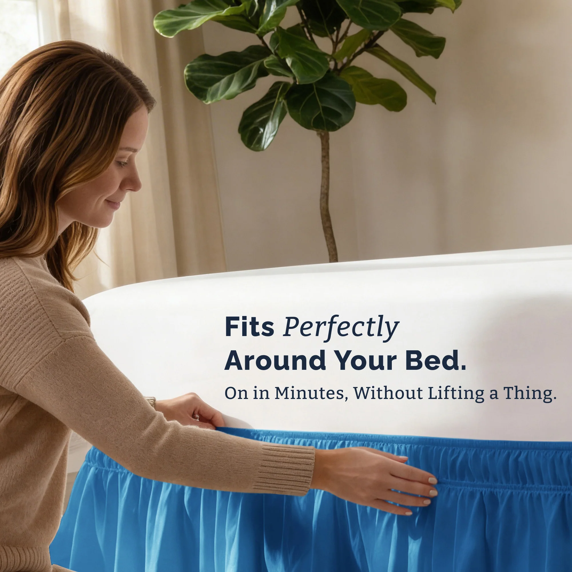 Ruffled Elastic Wrap Around Bedskirt 12 Inch Drop - Image 86