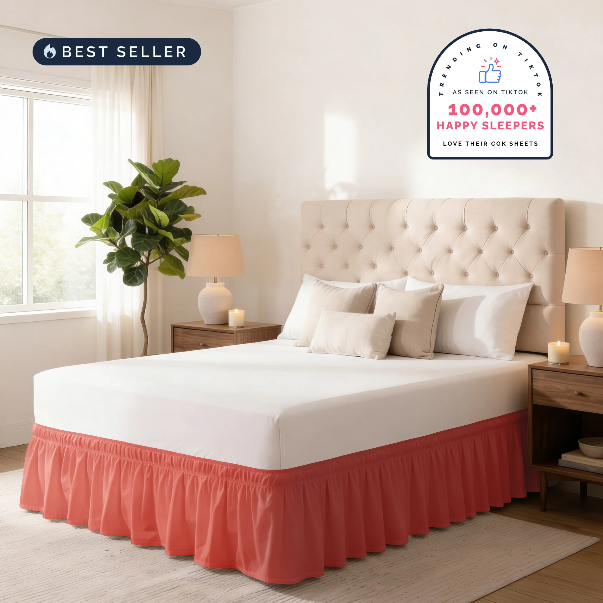 Ruffled Elastic Wrap Around Bedskirt 12 Inch Drop - Image 9