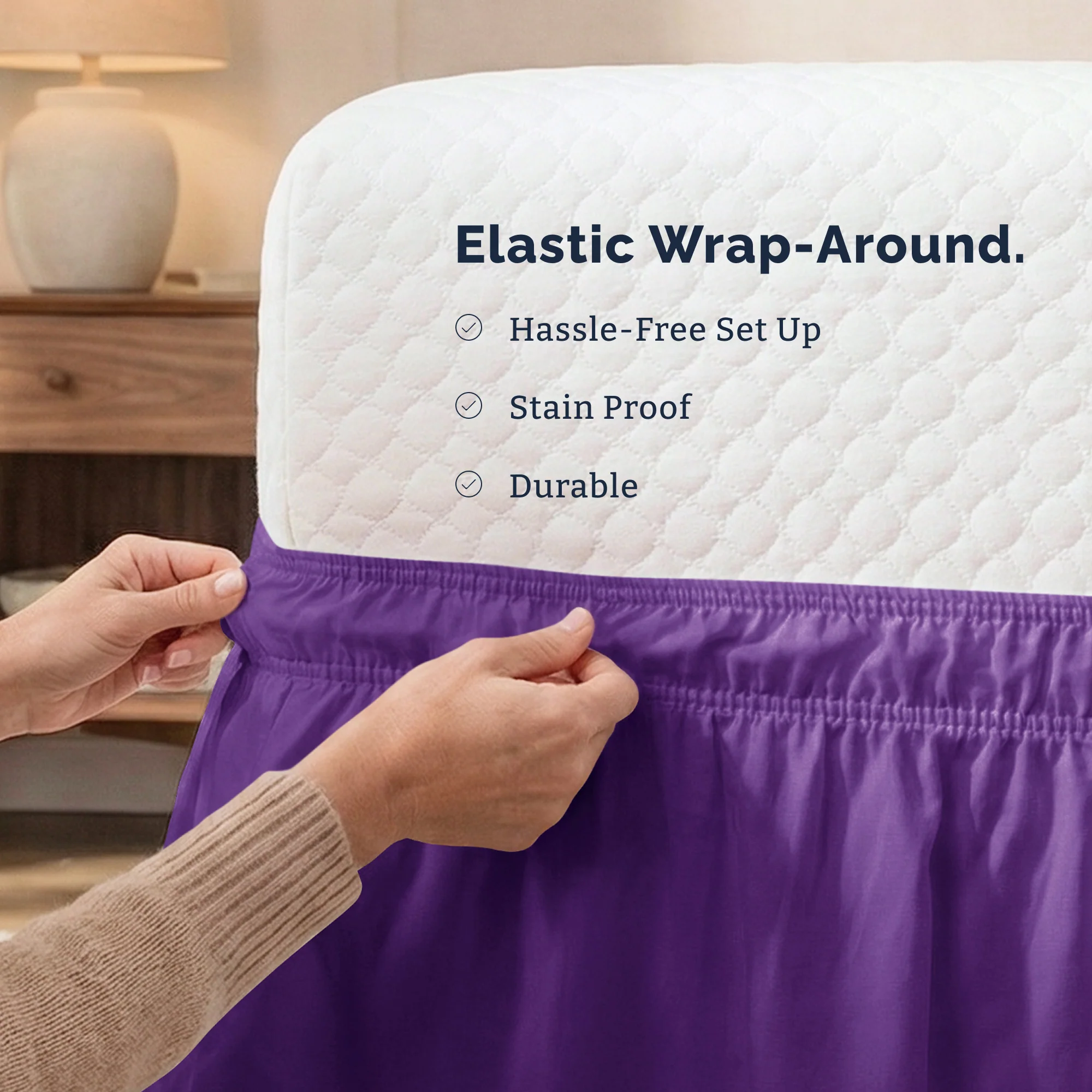 Ruffled Elastic Wrap Around Bedskirt 12 Inch Drop - Image 95