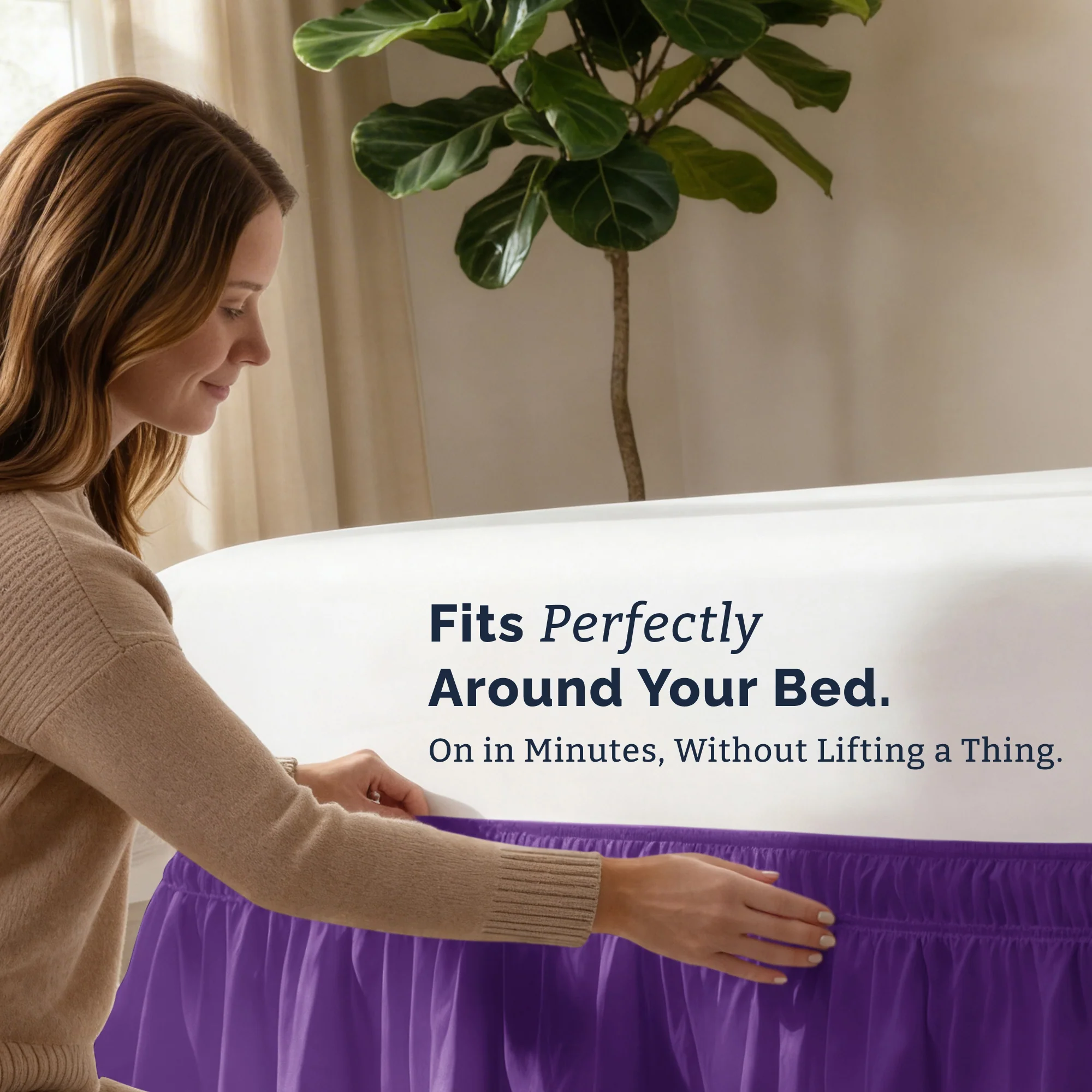 Ruffled Elastic Wrap Around Bedskirt 12 Inch Drop - Image 96